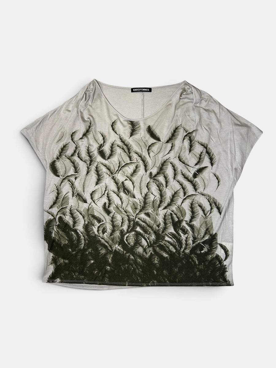 5351 POUR LES FEMMES Feather Print Top