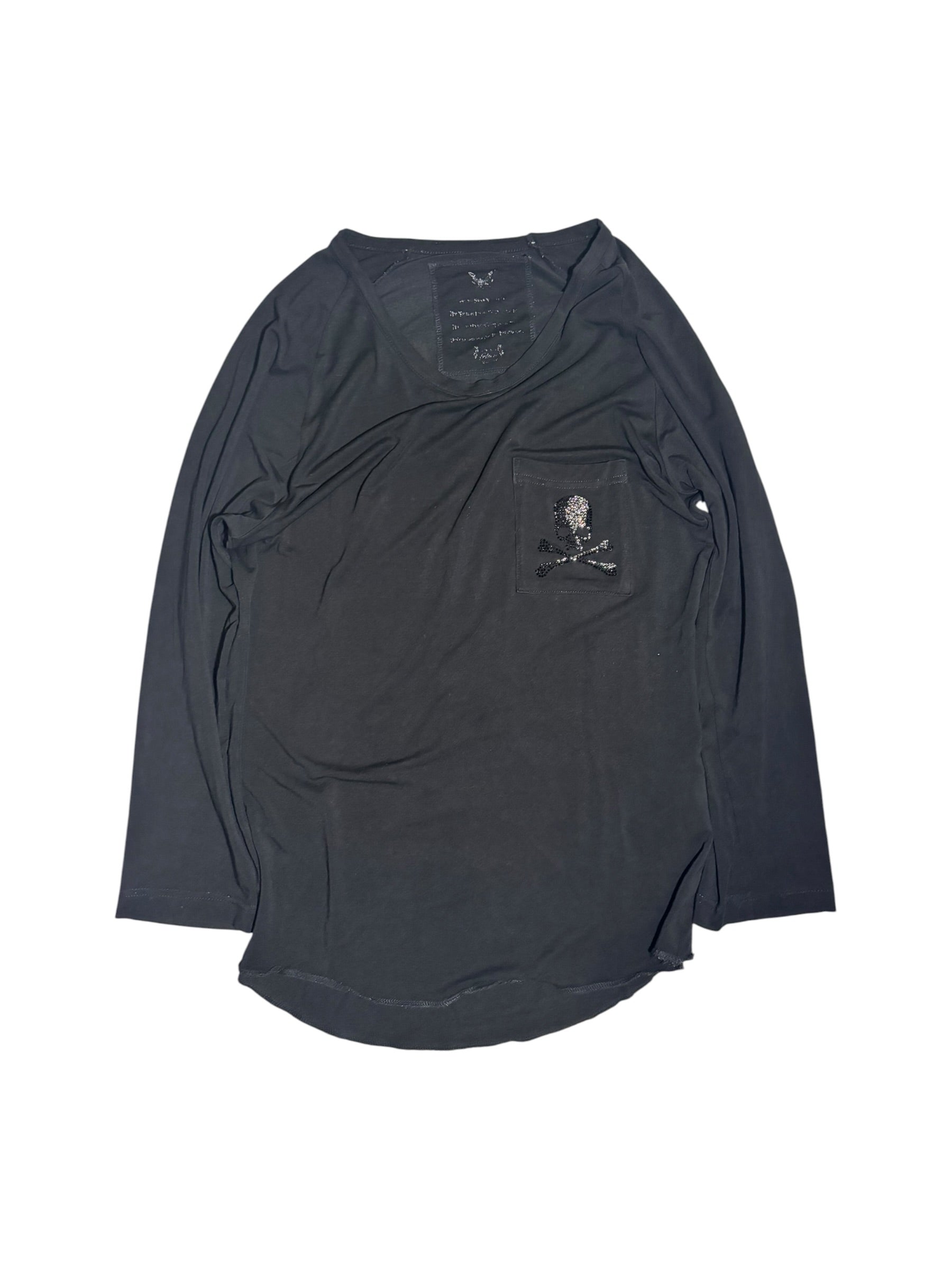 Roen Rhinestone Skull Long-Sleeve T-Shirt