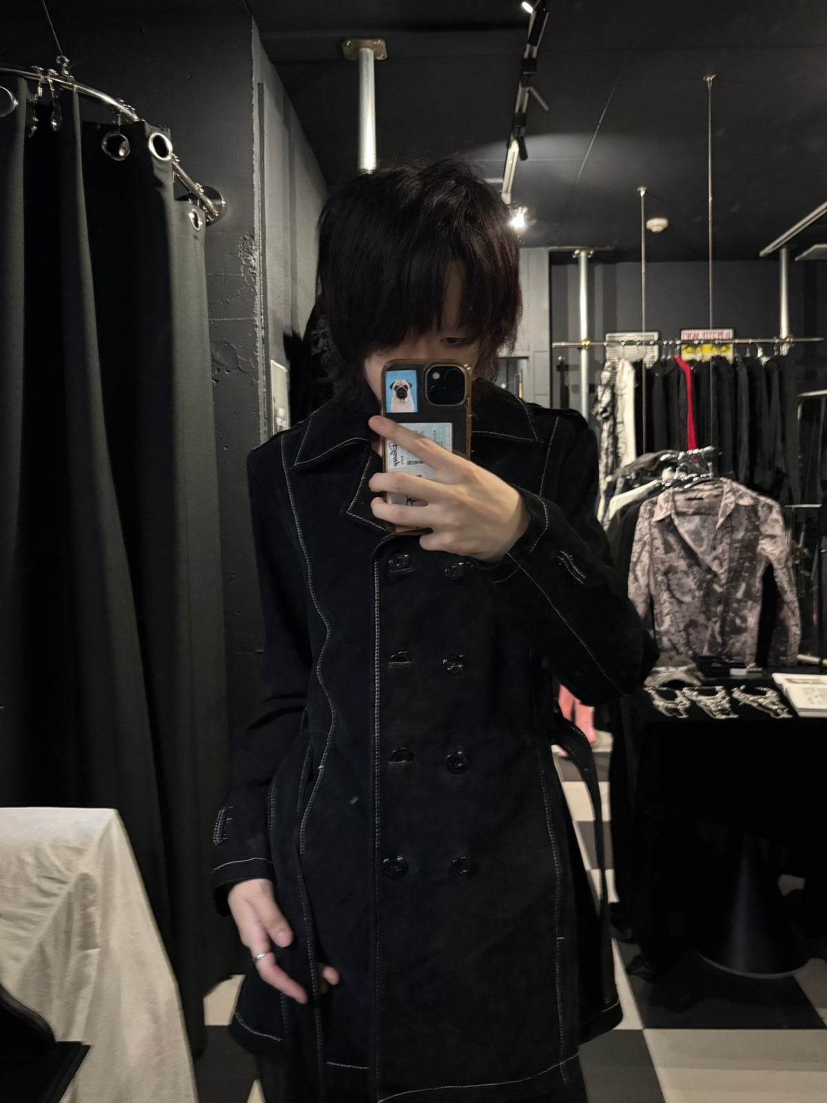 Contrast-Stitch Trench Coat