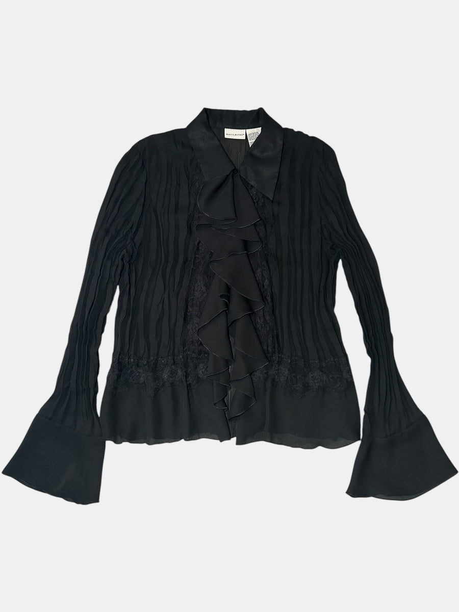 Lace-Panel Ruffle Blouse