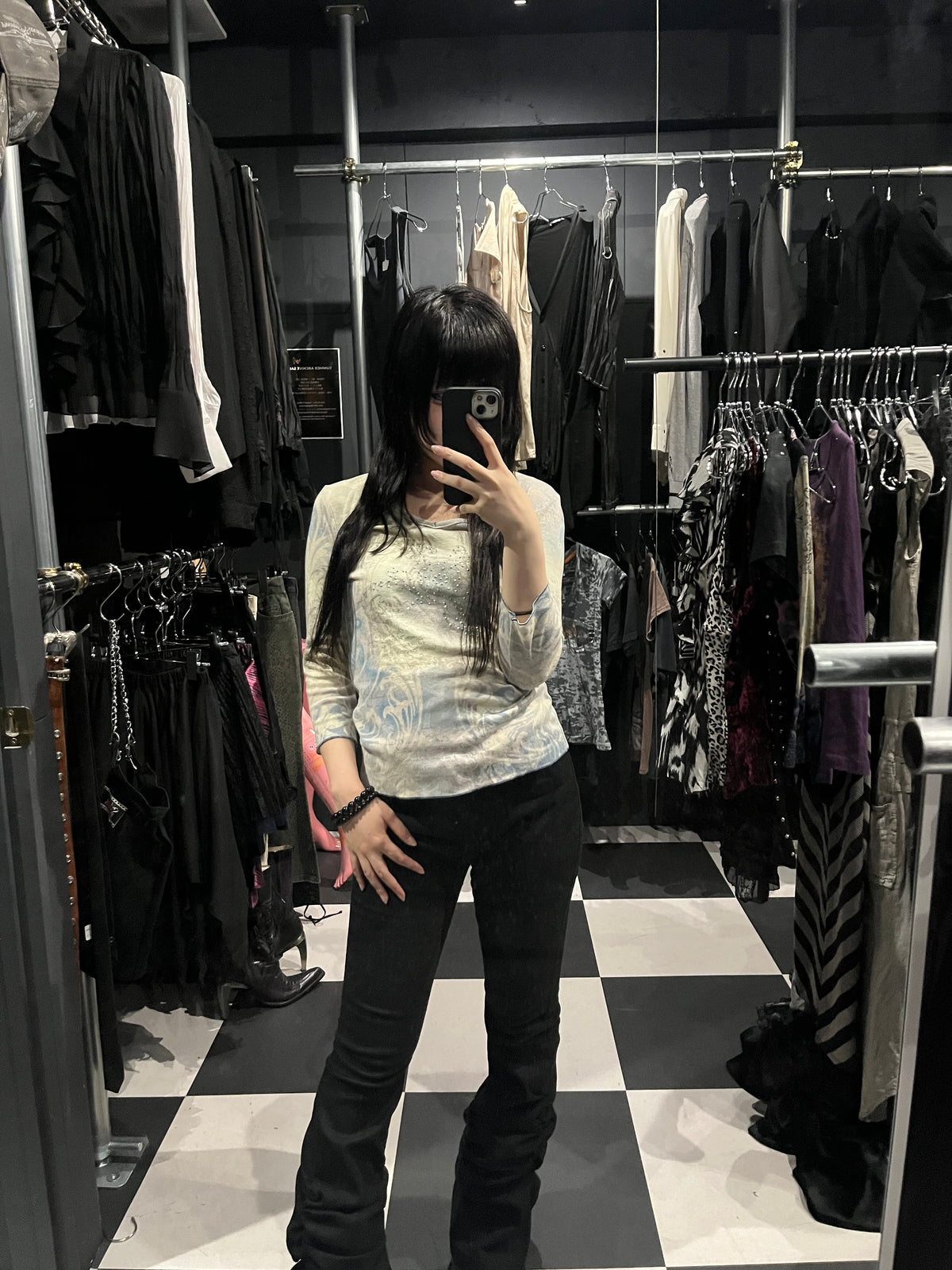 Y2K Rhinestone Graphic Long Sleeve T-Shirt