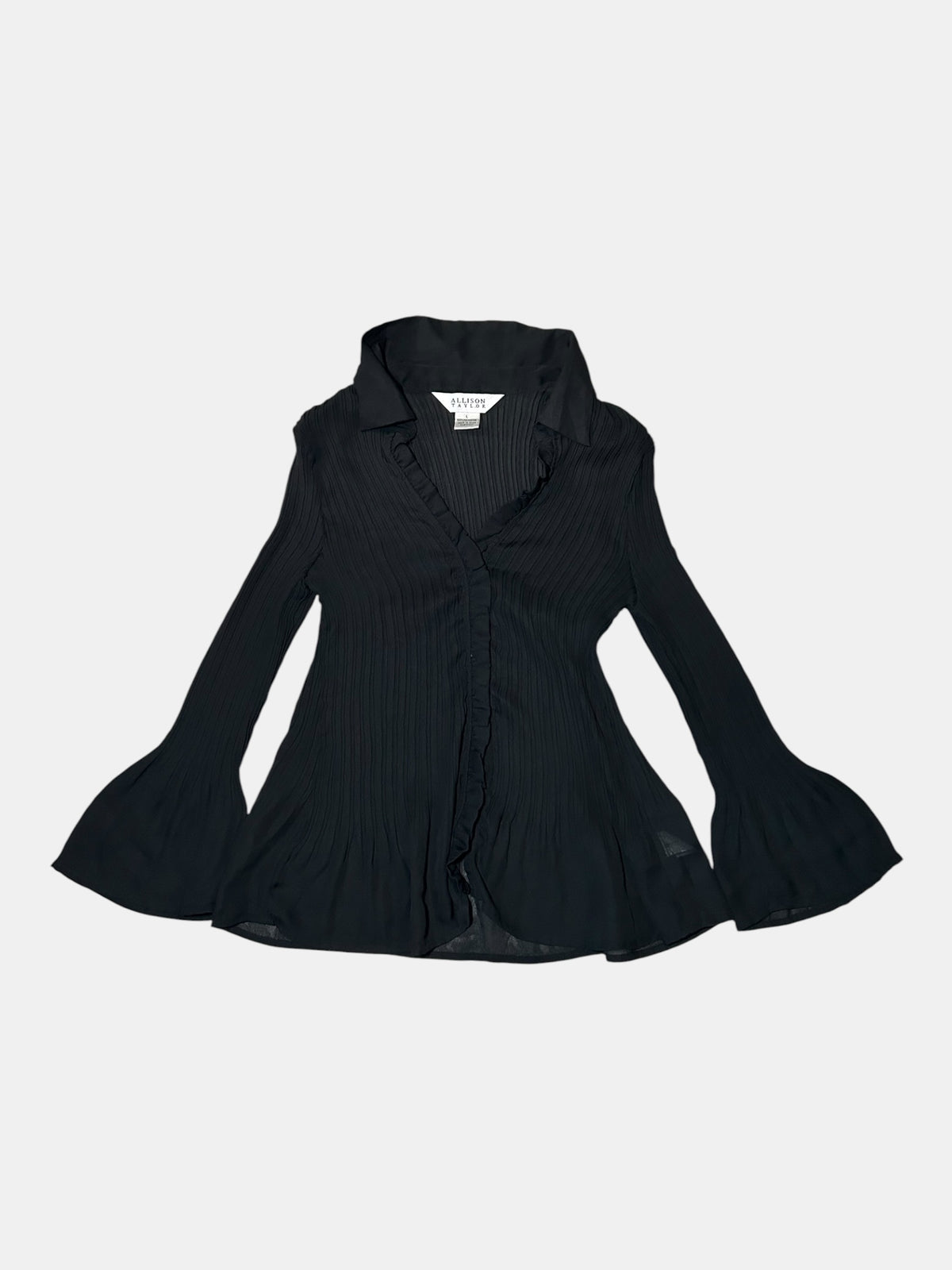 Pleated Bell-Sleeve Blouse
