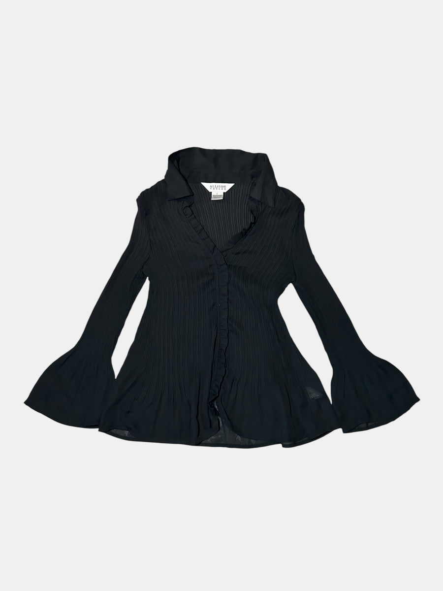 Pleated Bell-Sleeve Blouse