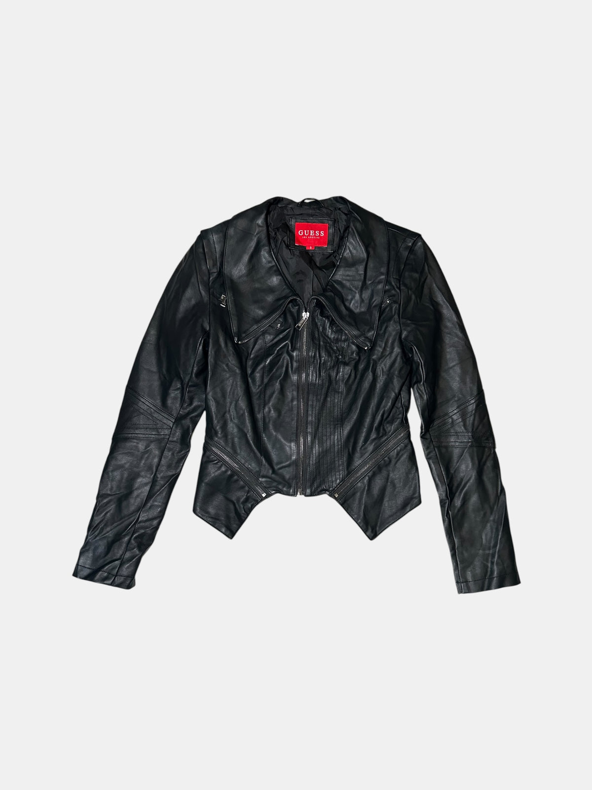 Pointed-Hem Leather Jacket