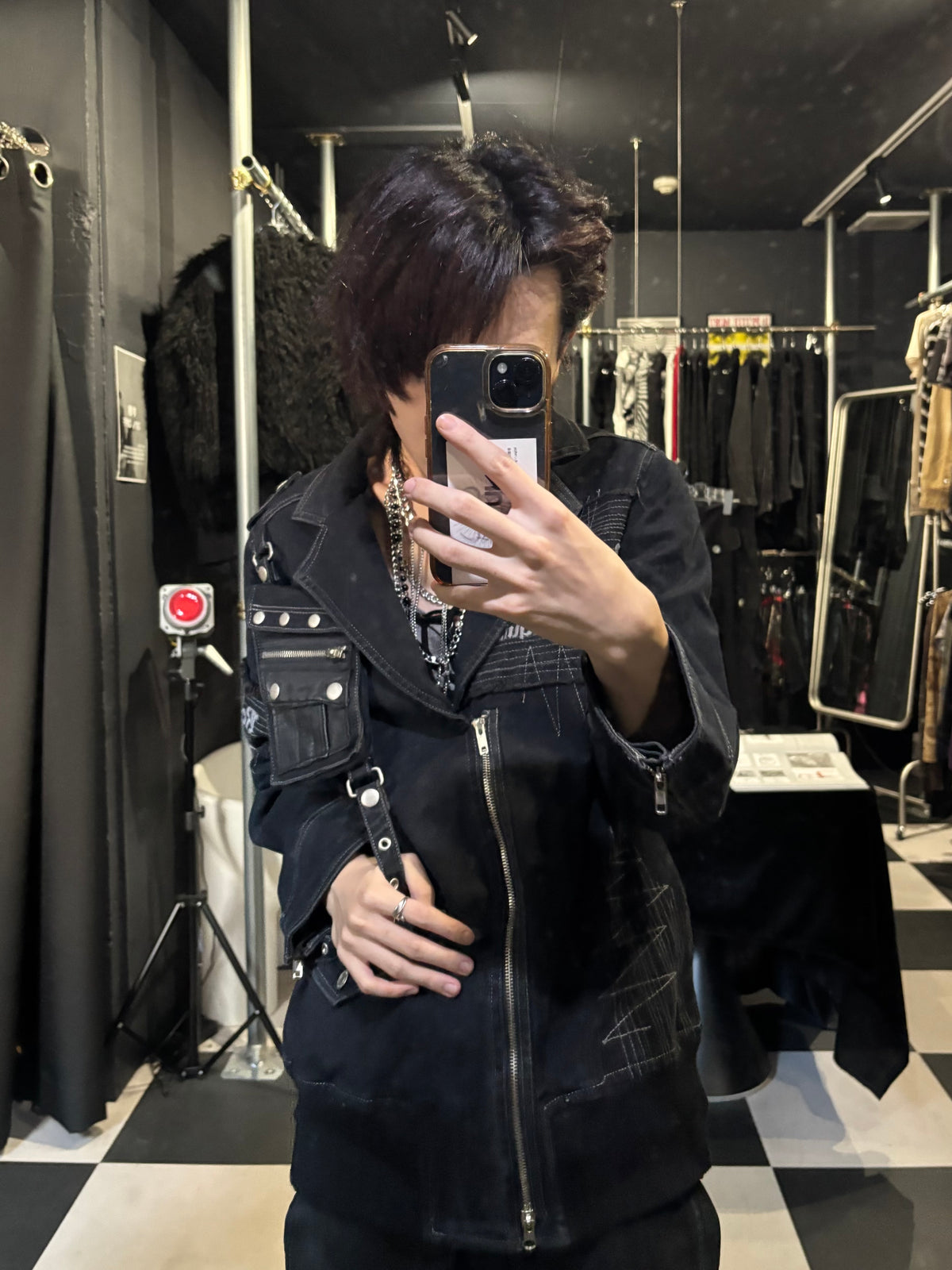 Bondage-Strap Denim Rider Jacket