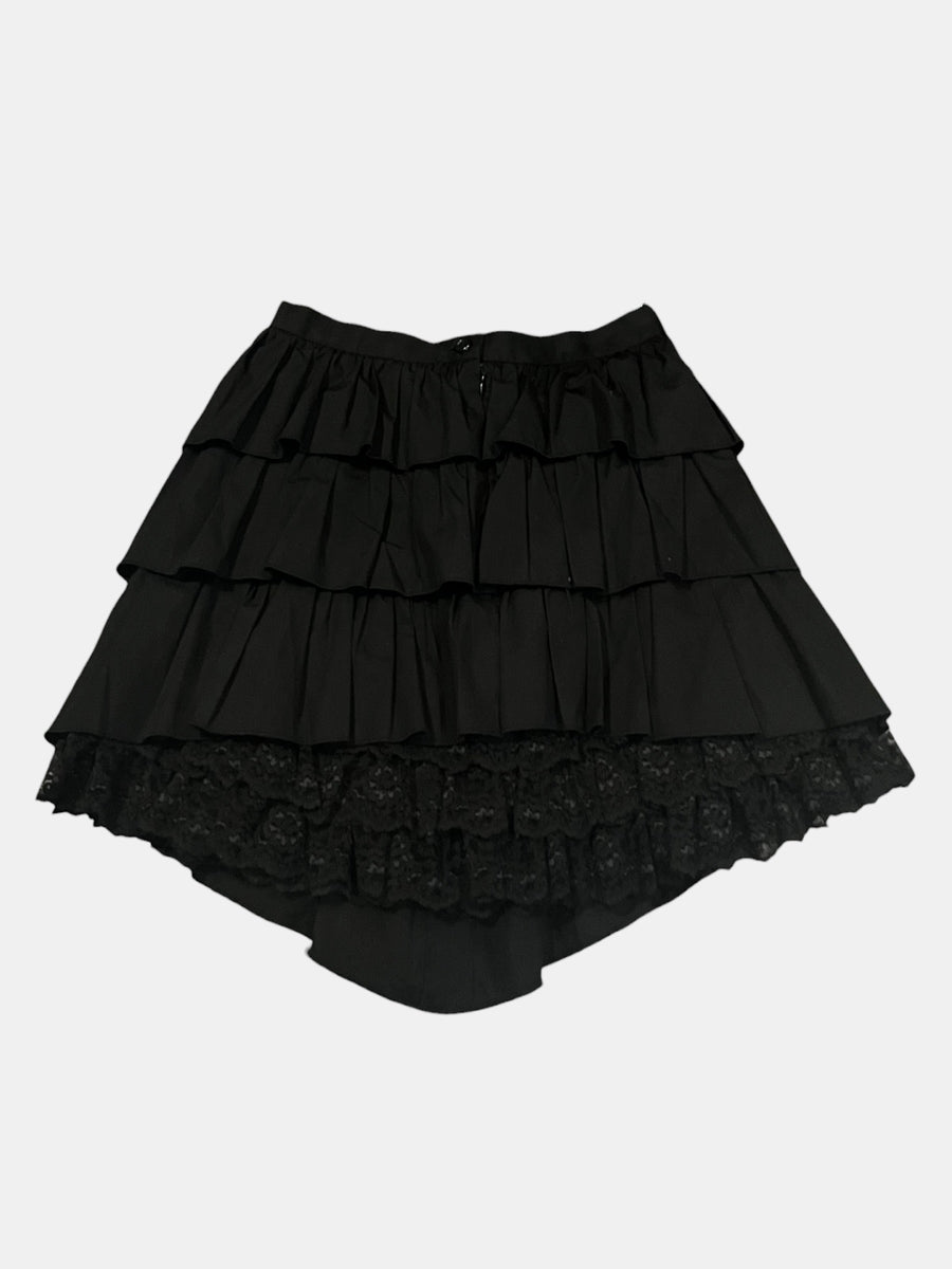 BLACK PEACE NOW Tiered High-Low Skirt
