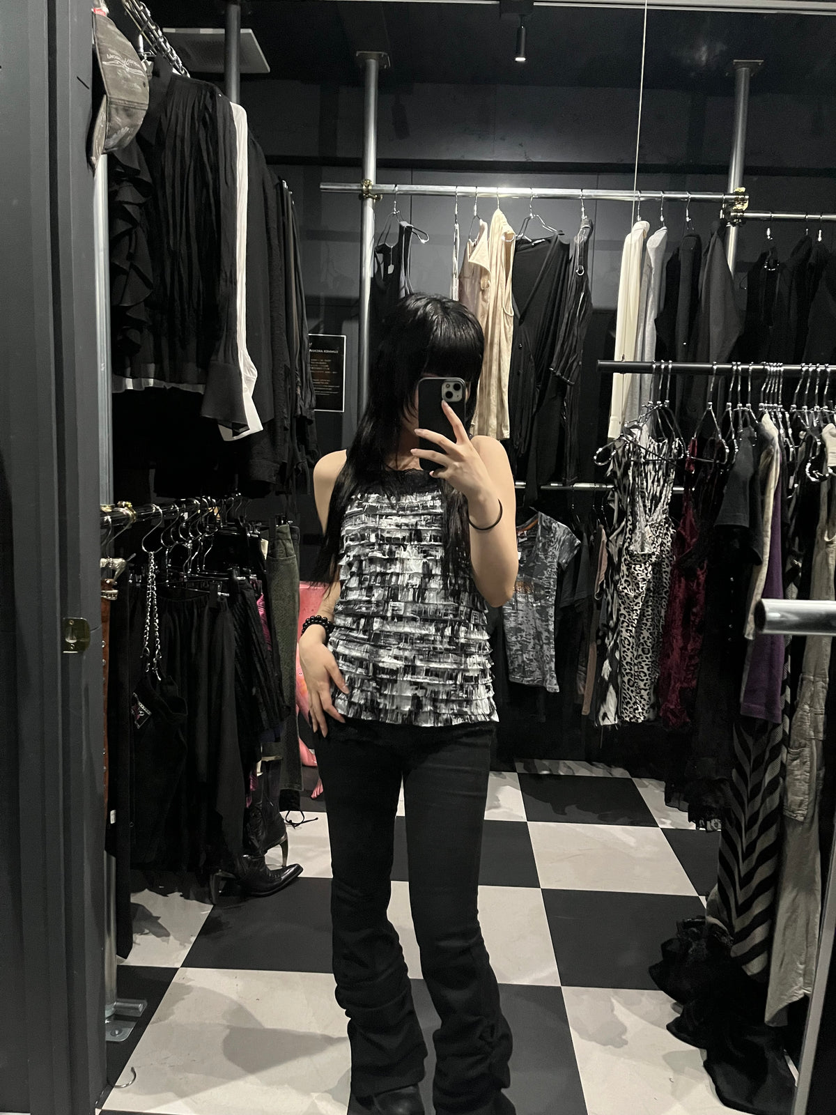 Brushstroke Print Ruffle Camisole