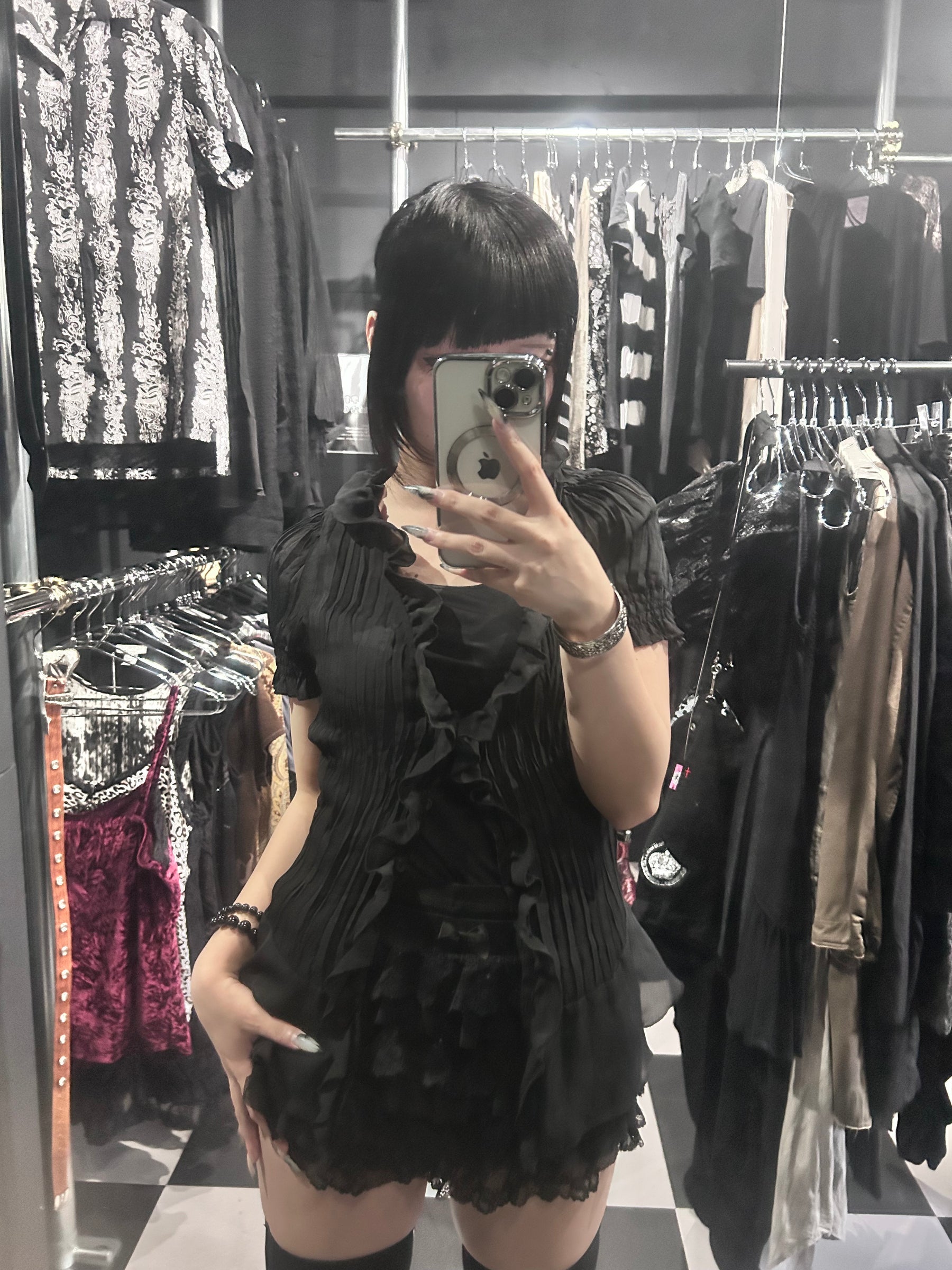 Ruffle Pleated Blouse