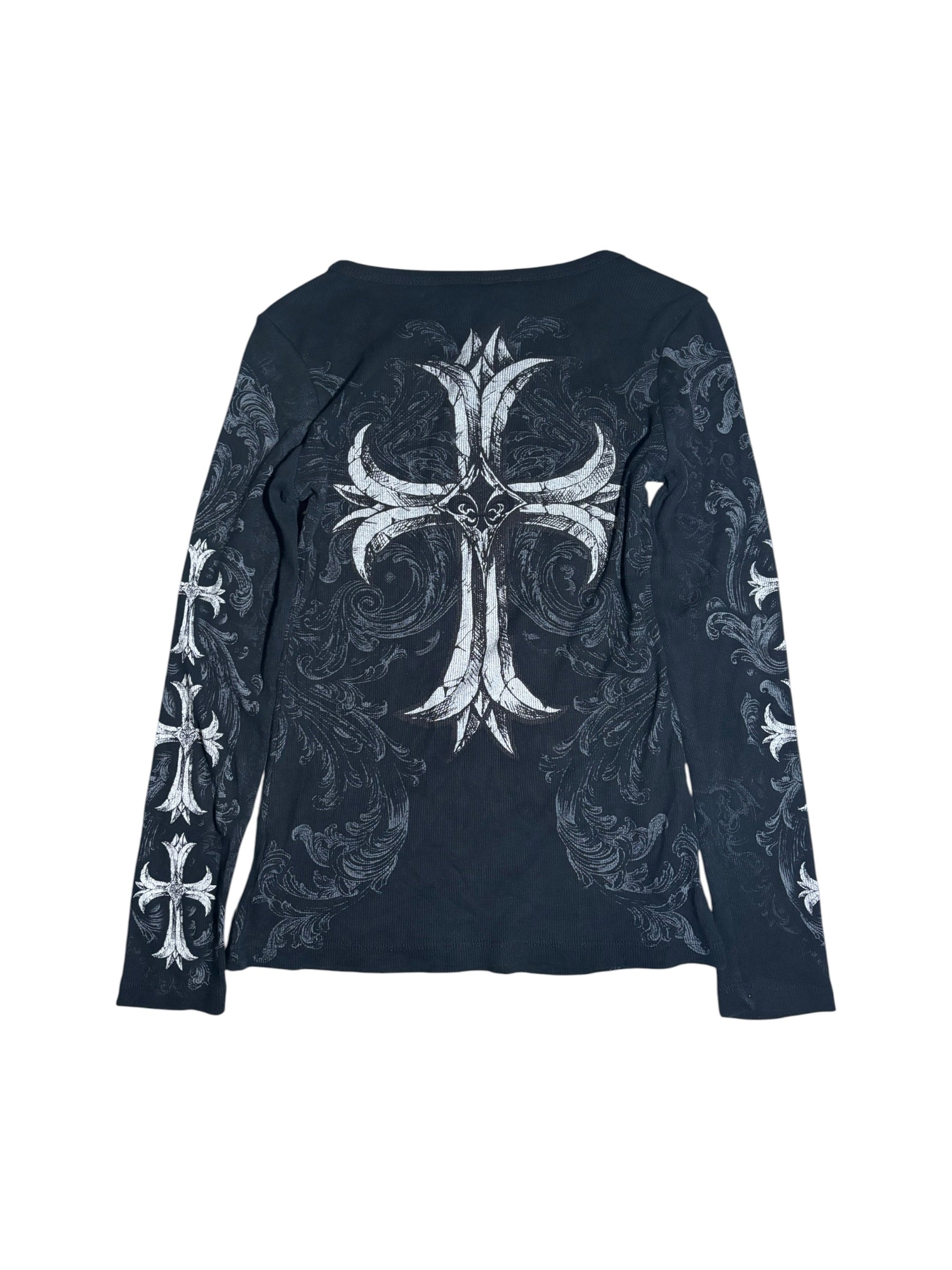 Gothic Cross Graphic Long Sleeve T-Shirt