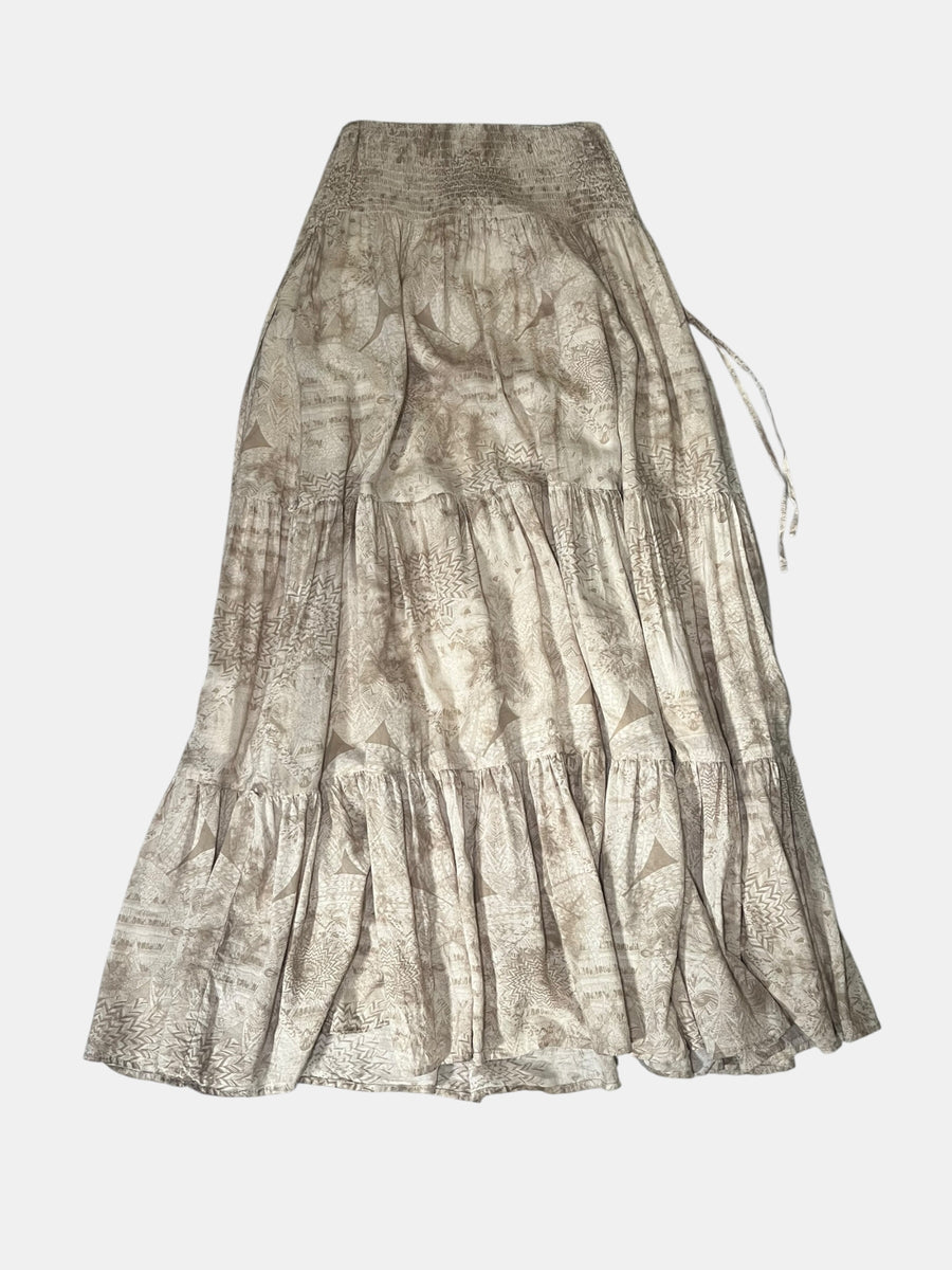 GOA Ethnic-Print Tiered Maxi Skirt