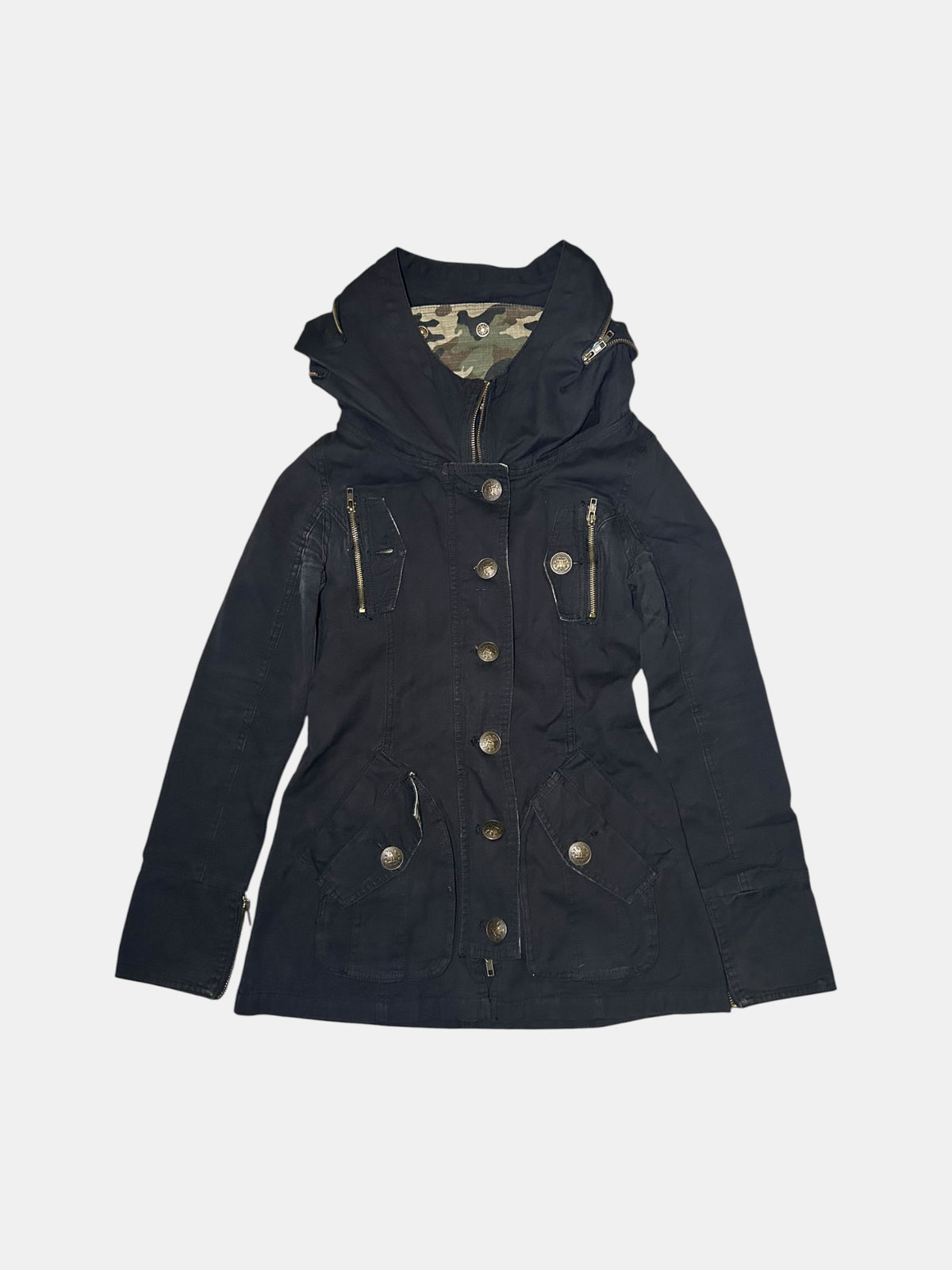 Camo-Lined Hooded Jacket