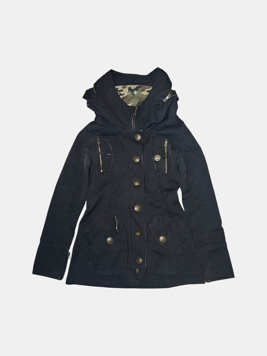 Camo-Lined Hooded Jacket