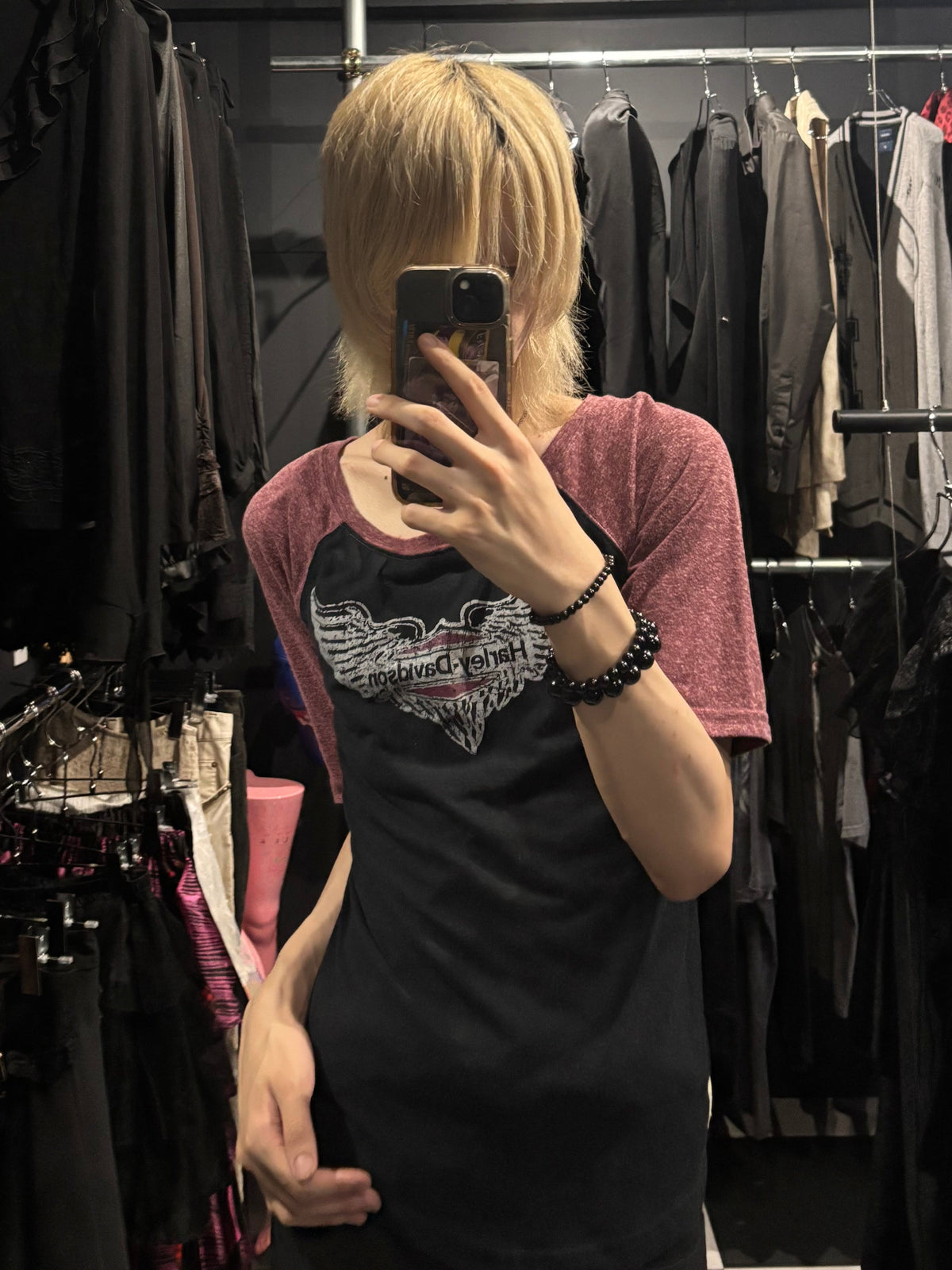 Harley-Davidson Wing Print Raglan Baseball Tee