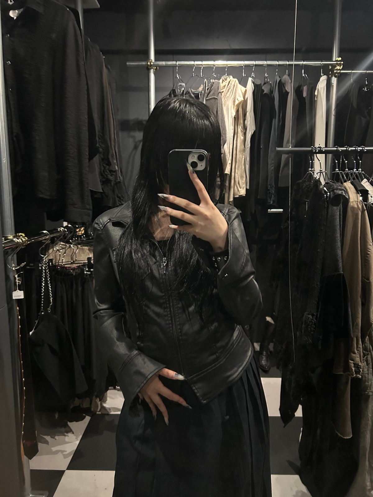 Coated Stand Collar Zip Jacket
