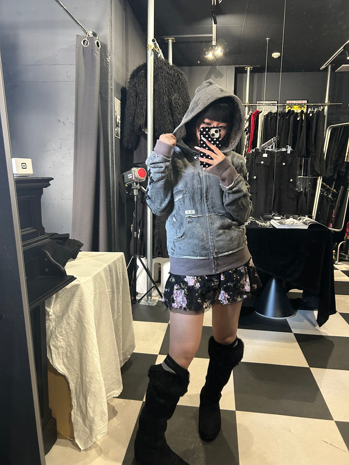Cross-Applique Zip Hoodie