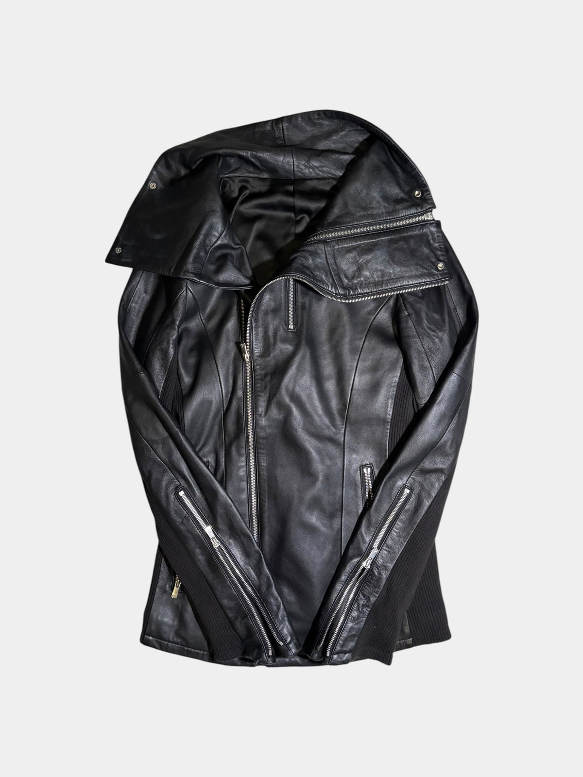 Stand-Collar Leather Jacket