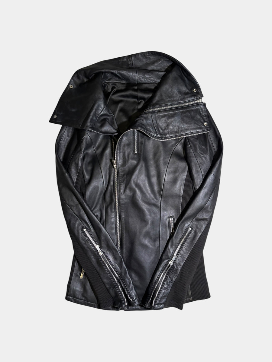 Stand-Collar Leather Jacket