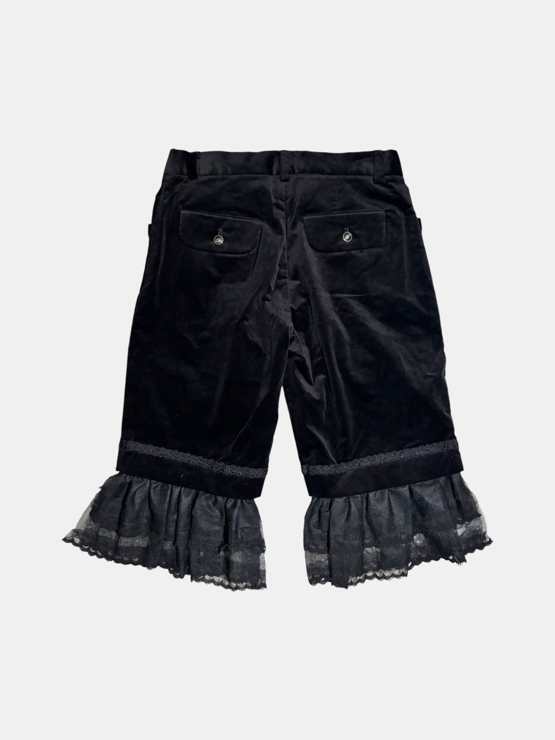 BLACK PEACE NOW Lace-Hem Velour Shorts