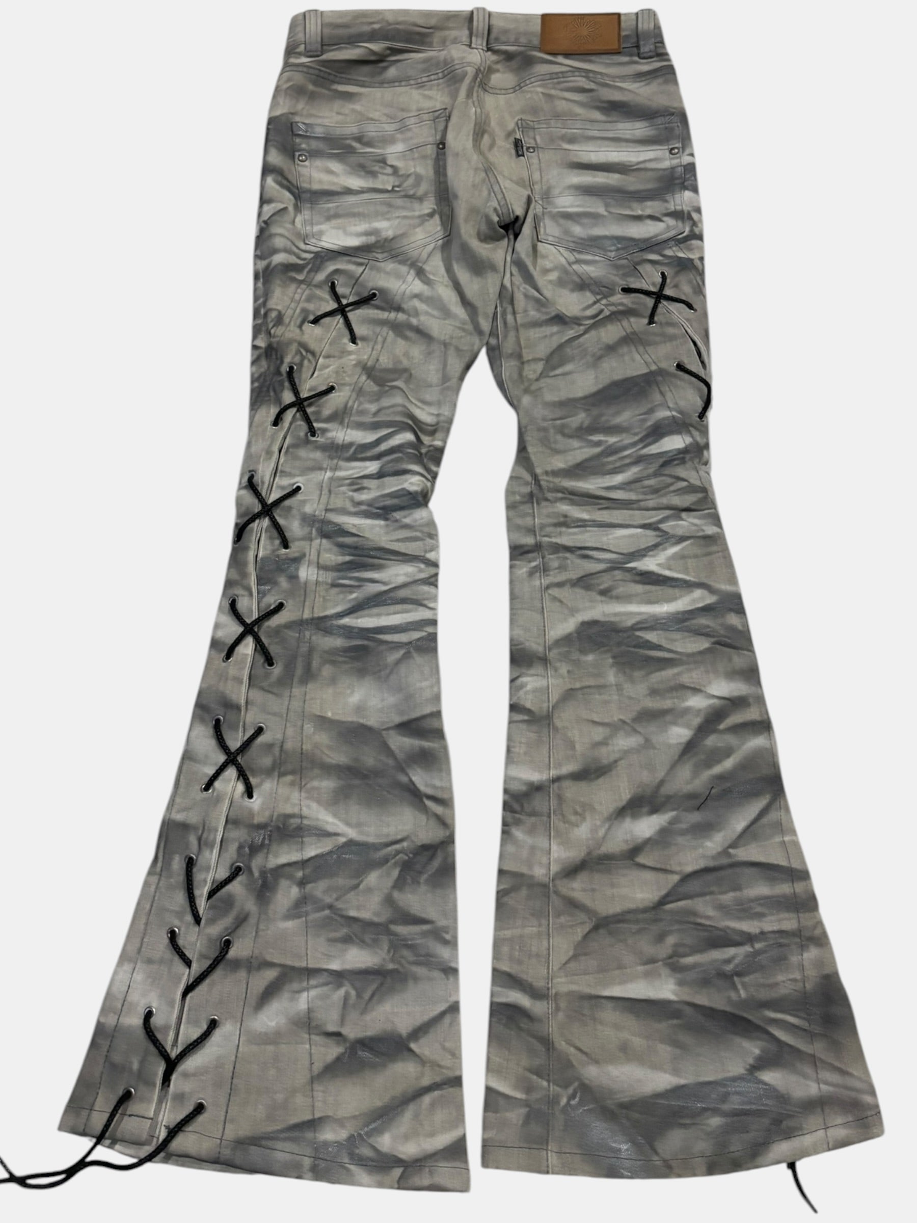 TORNADO MART Side Lace-Up Flared Jeans