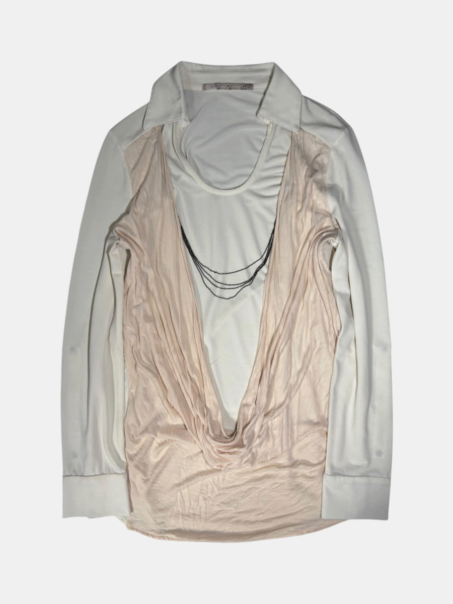 Rozen Kavalier Draped Cowl-Neck Top