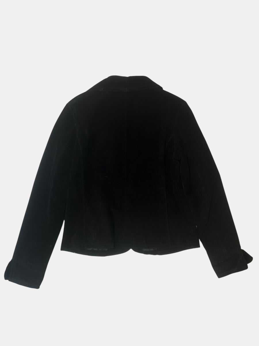 Ornate-Button Leather Jacket