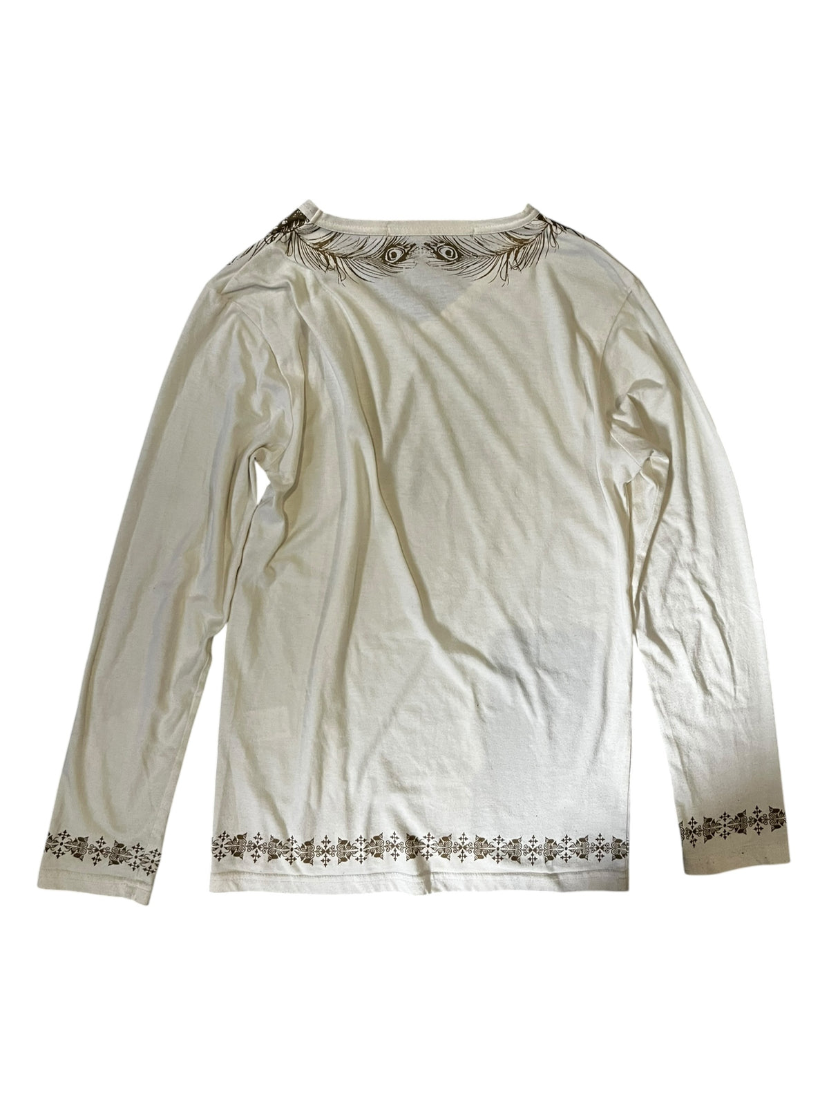 Peacock Feather V-Neck Long-Sleeve Top