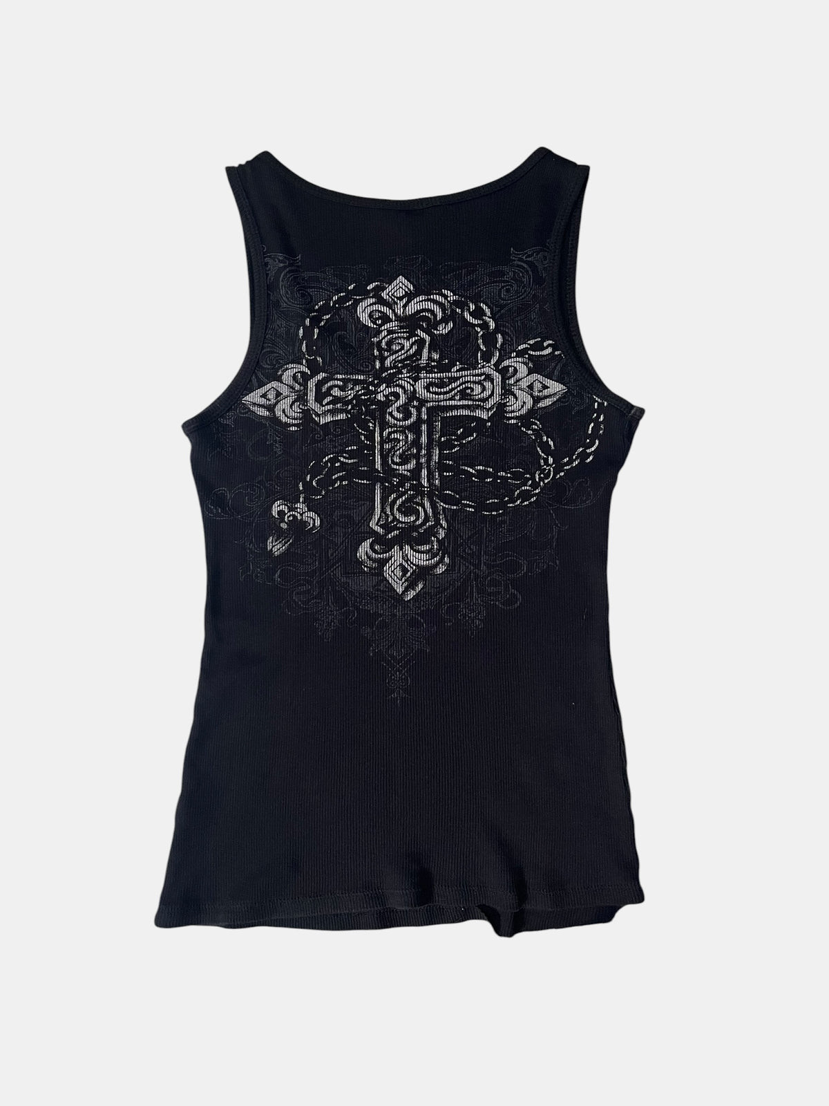 Gothic Rhinestone Cross Tank Top