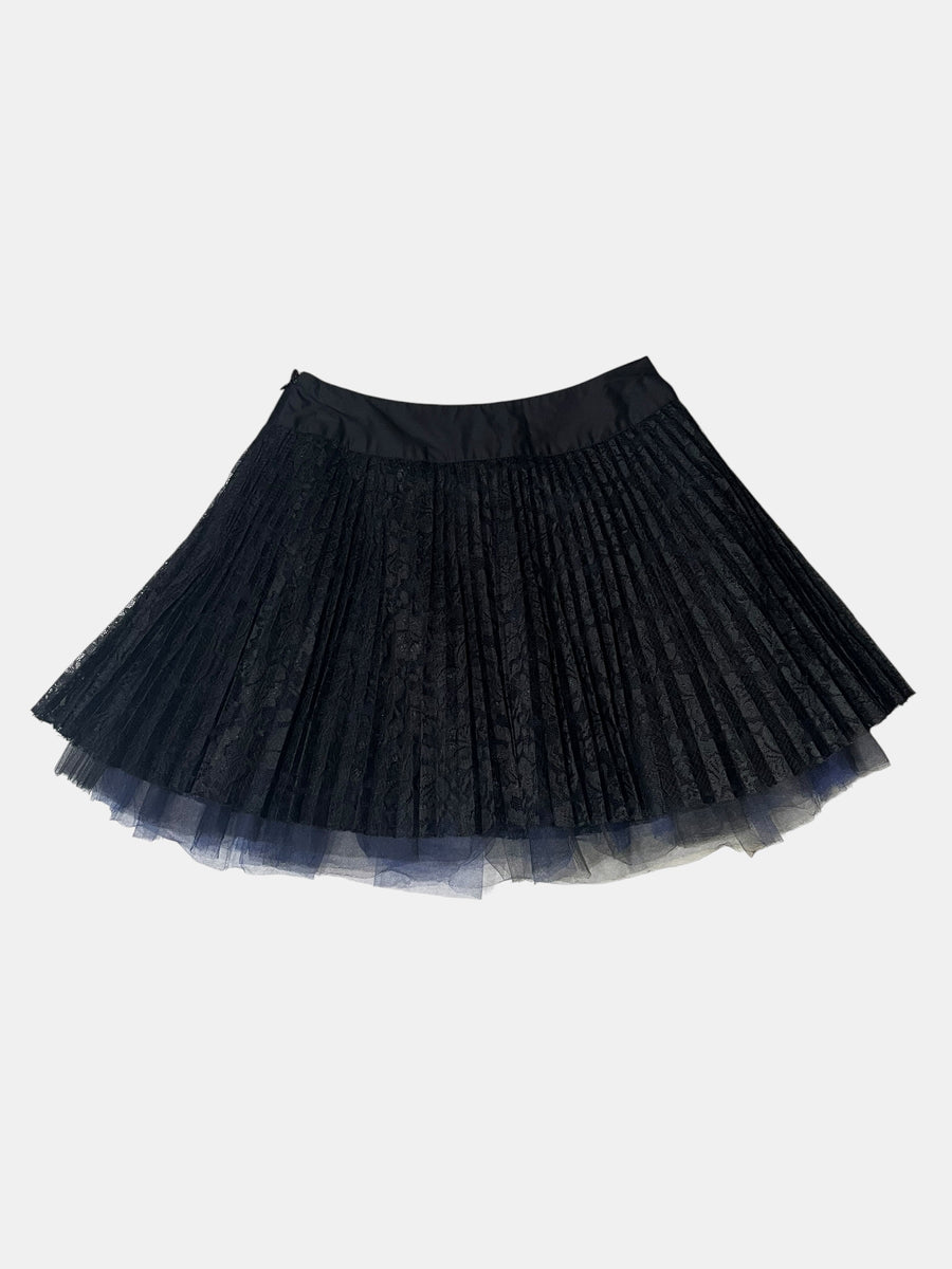 BLACK PEACE NOW Pleated Lace Skirt