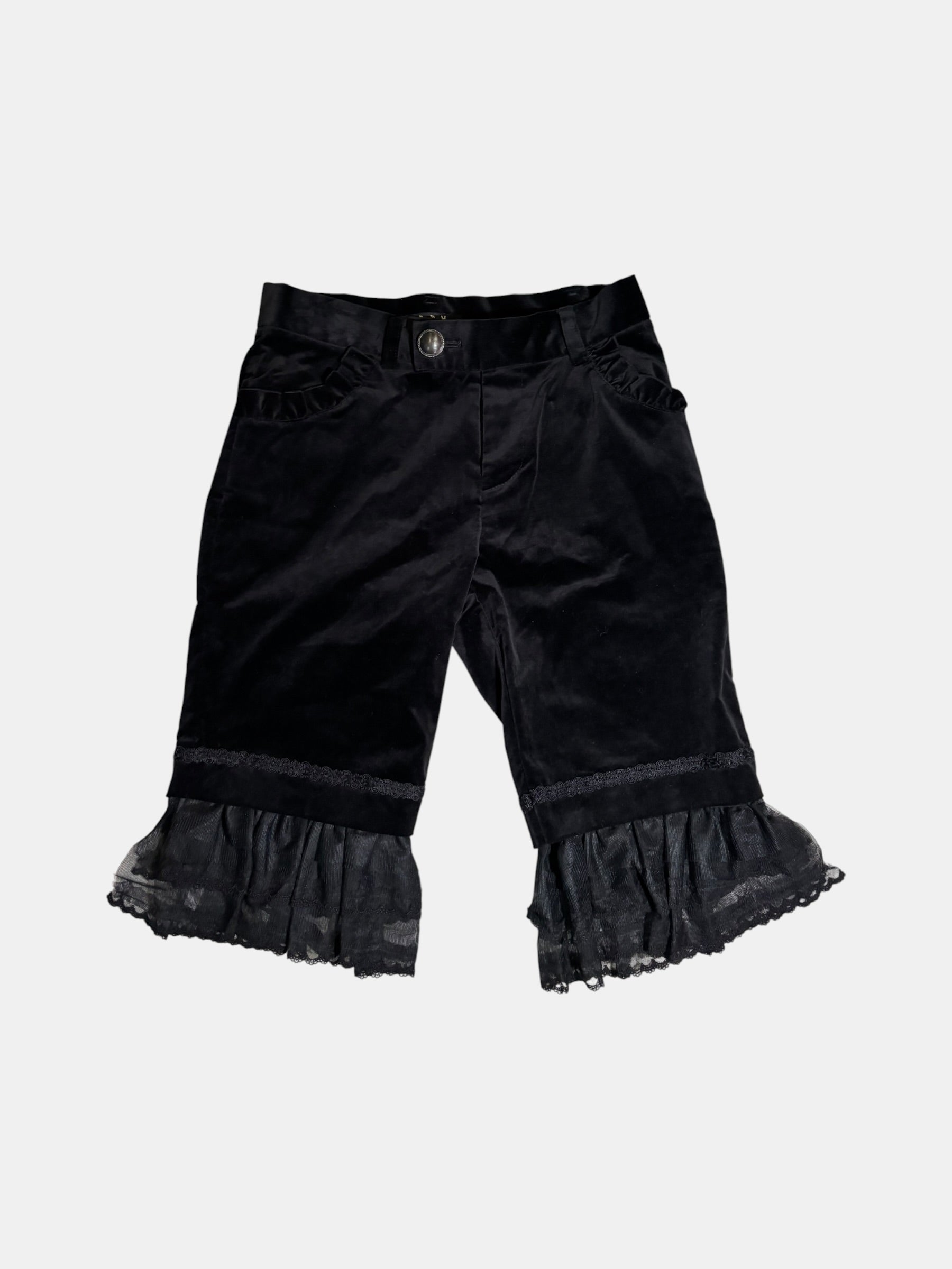 BLACK PEACE NOW Lace-Hem Velour Shorts