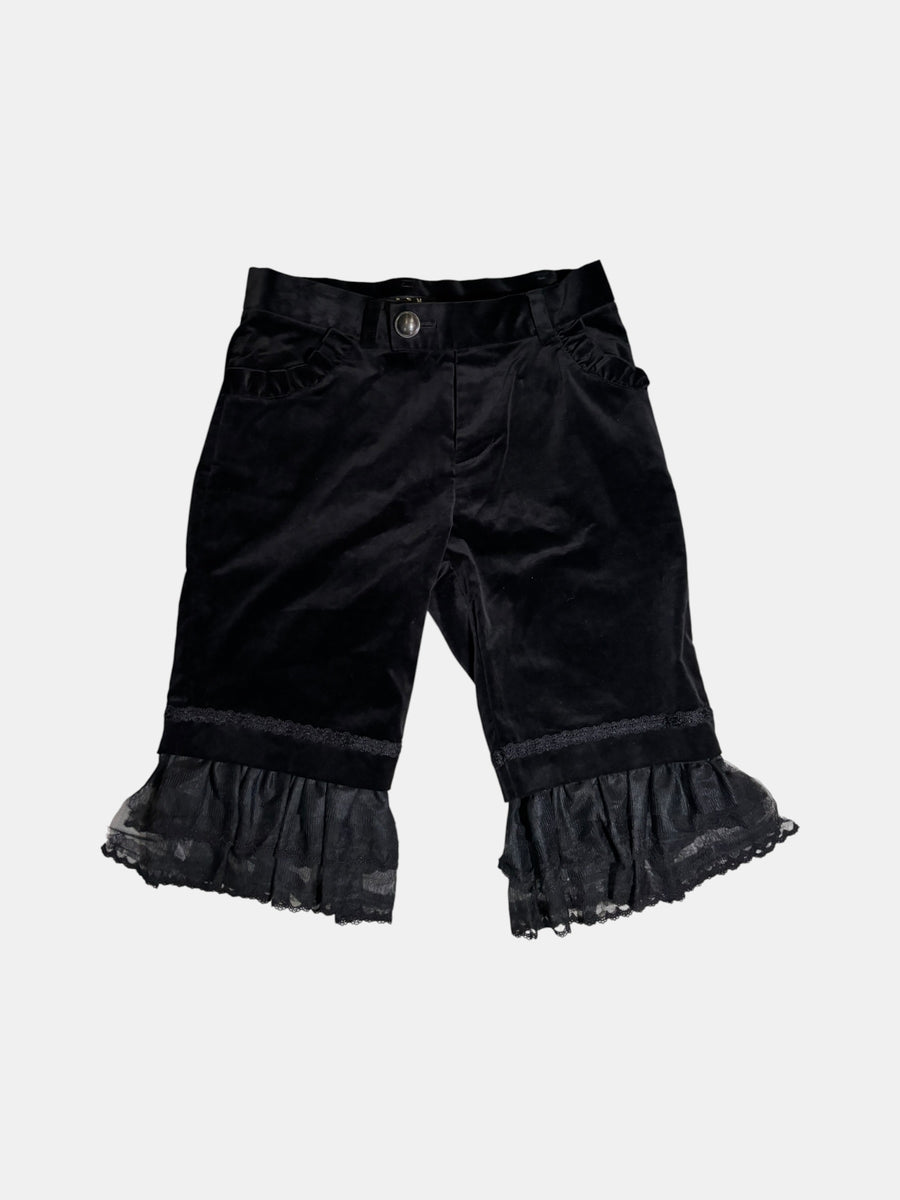 BLACK PEACE NOW Lace-Hem Velour Shorts