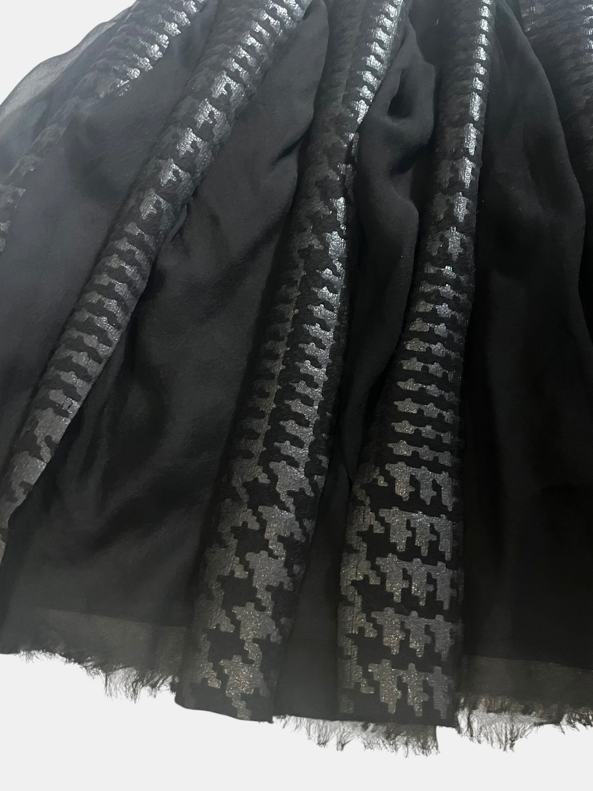 sacai Pleated Mini Skirt with Sheer Houndstooth Panels