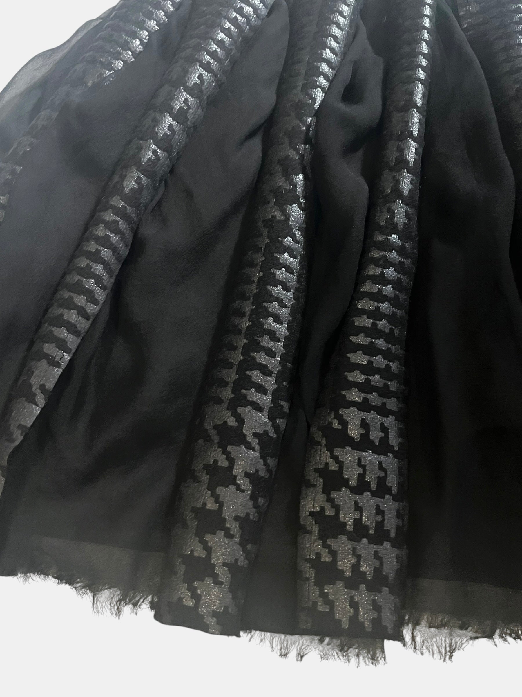 sacai Pleated Mini Skirt with Sheer Houndstooth Panels