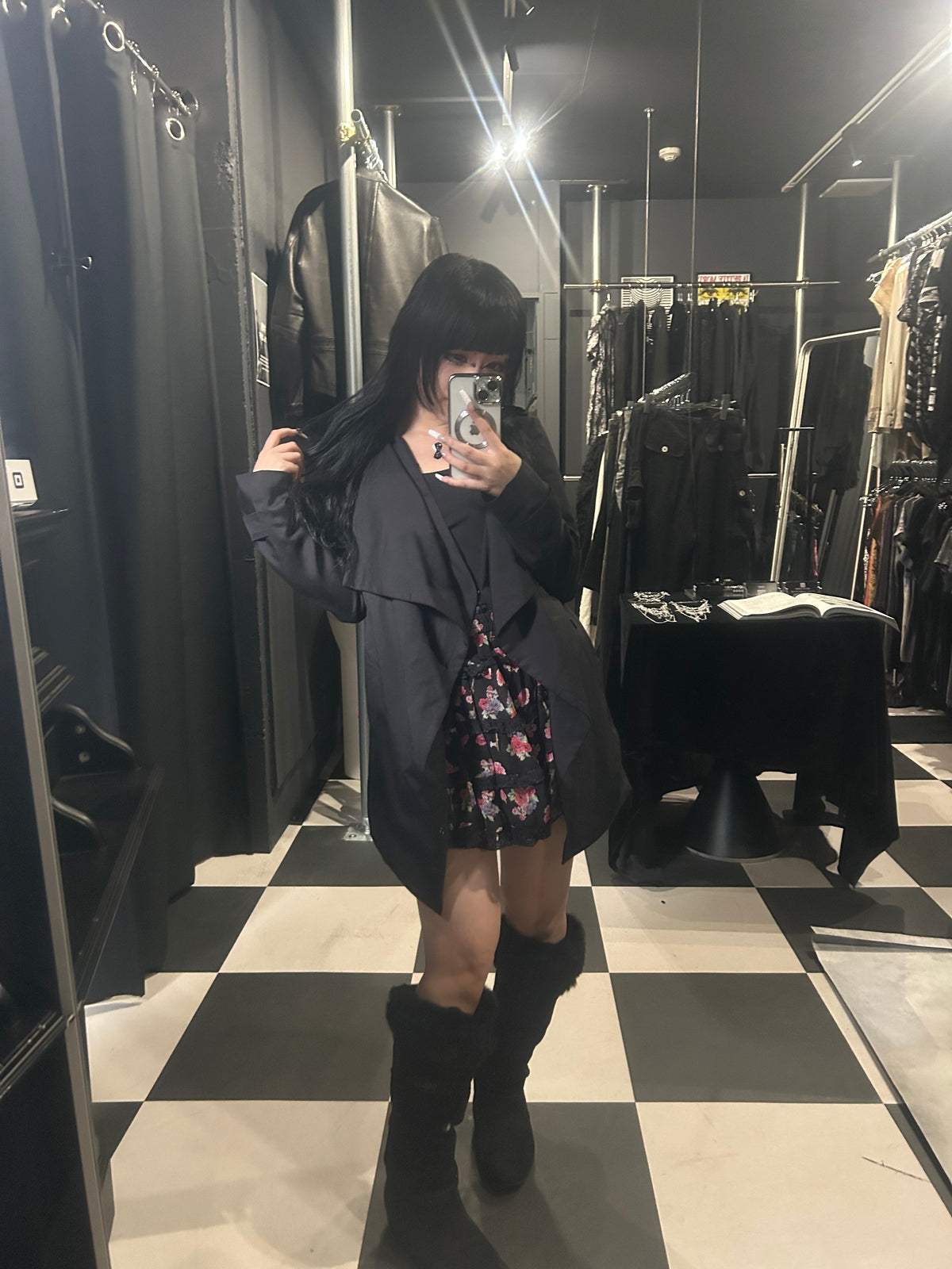 Draped Collar Long Jacket