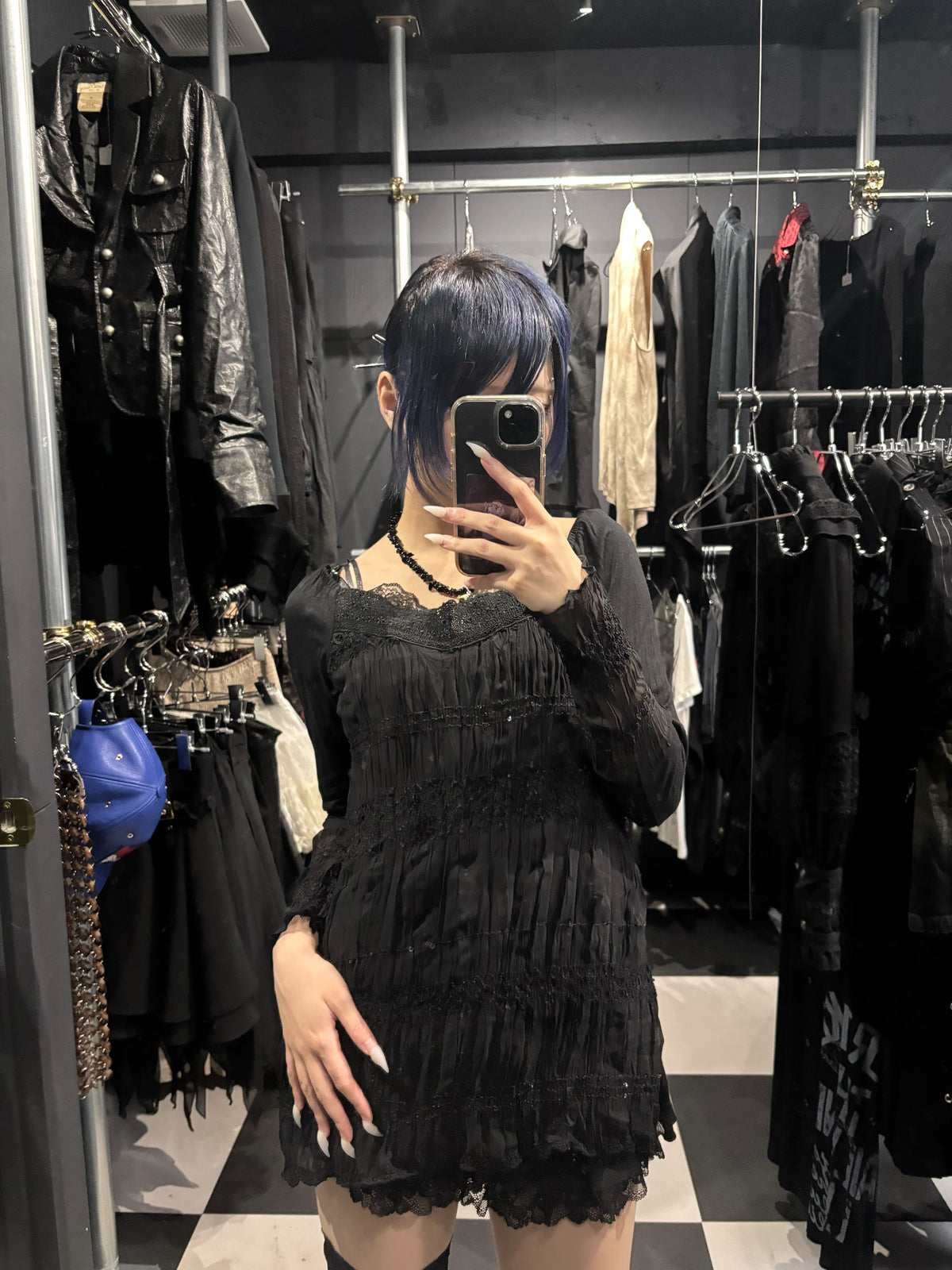 Algonquins Lace-Trim Crinkle Dress
