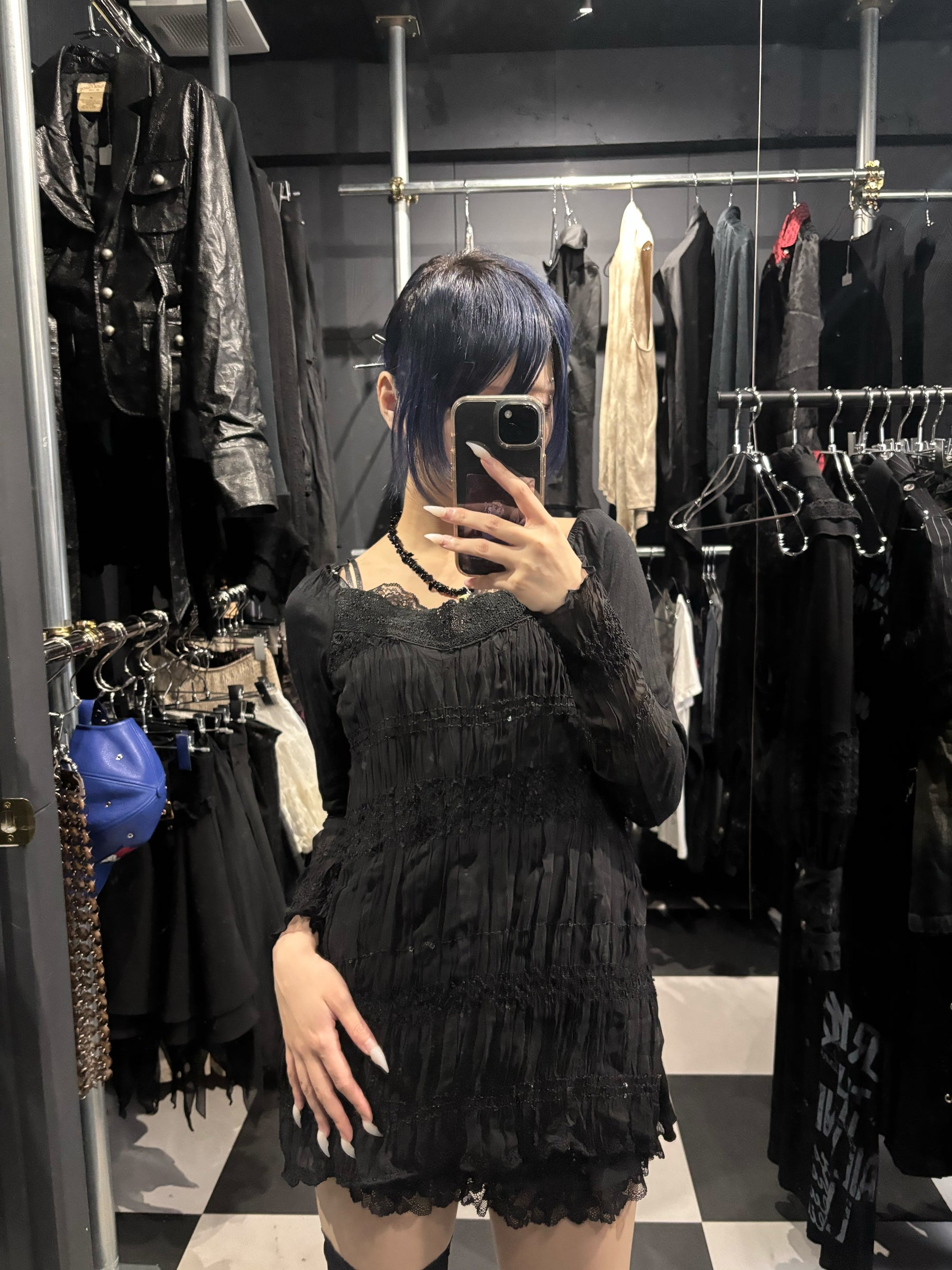 Algonquins Lace-Trim Crinkle Dress