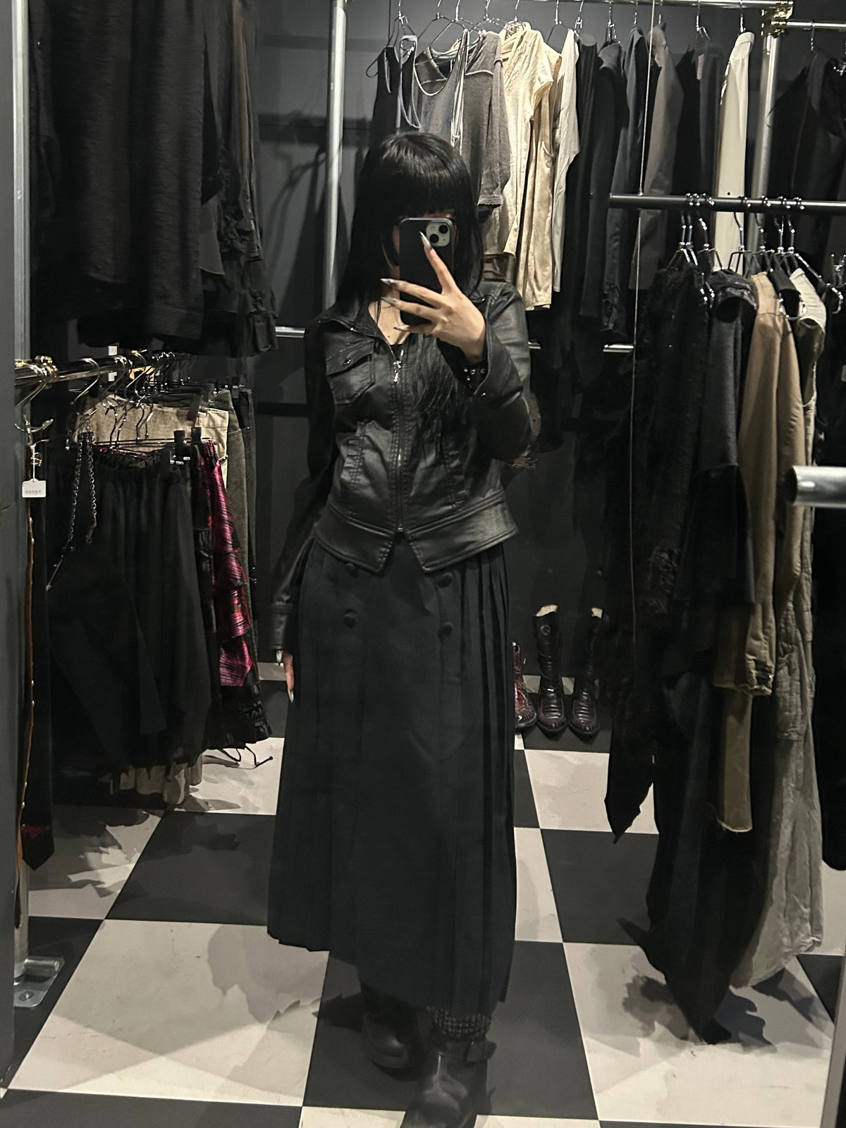 Coated Stand Collar Zip Jacket