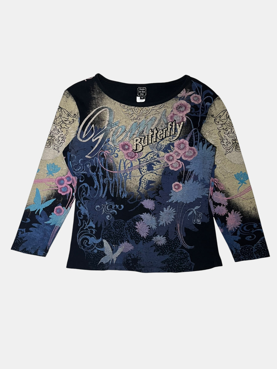 Y2K Butterfly Graphic Long Sleeve T-Shirt