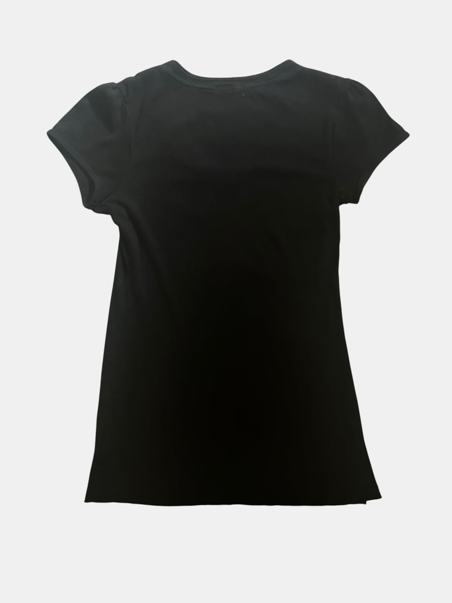 Puff Sleeve Broken Heart Print V-Neck Tee
