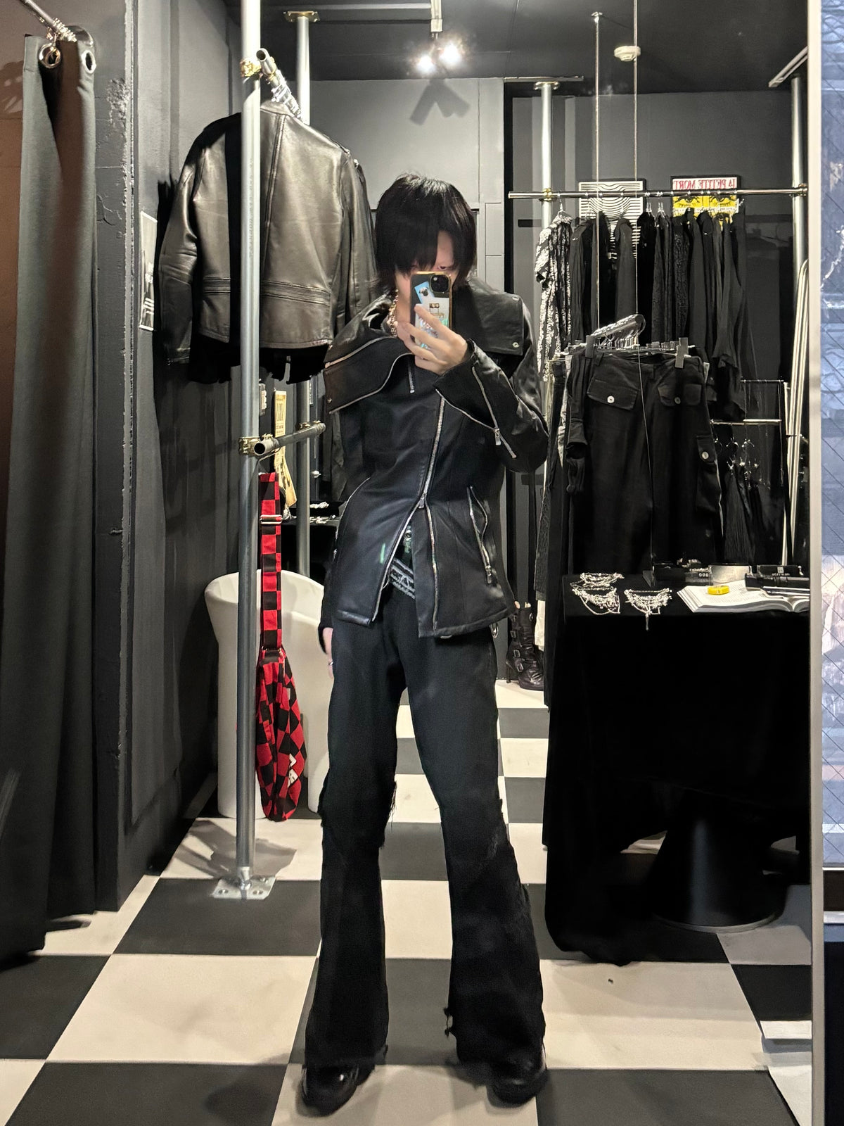 Stand-Collar Leather Jacket