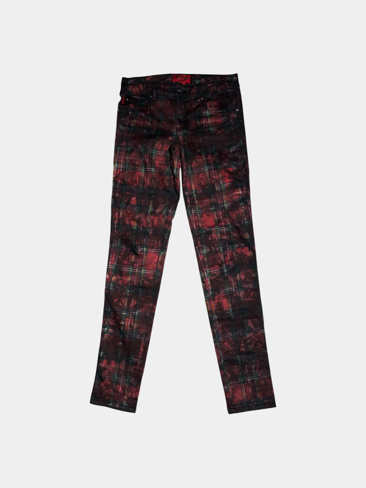 Tie-Dyed Tartan Skinny Pants