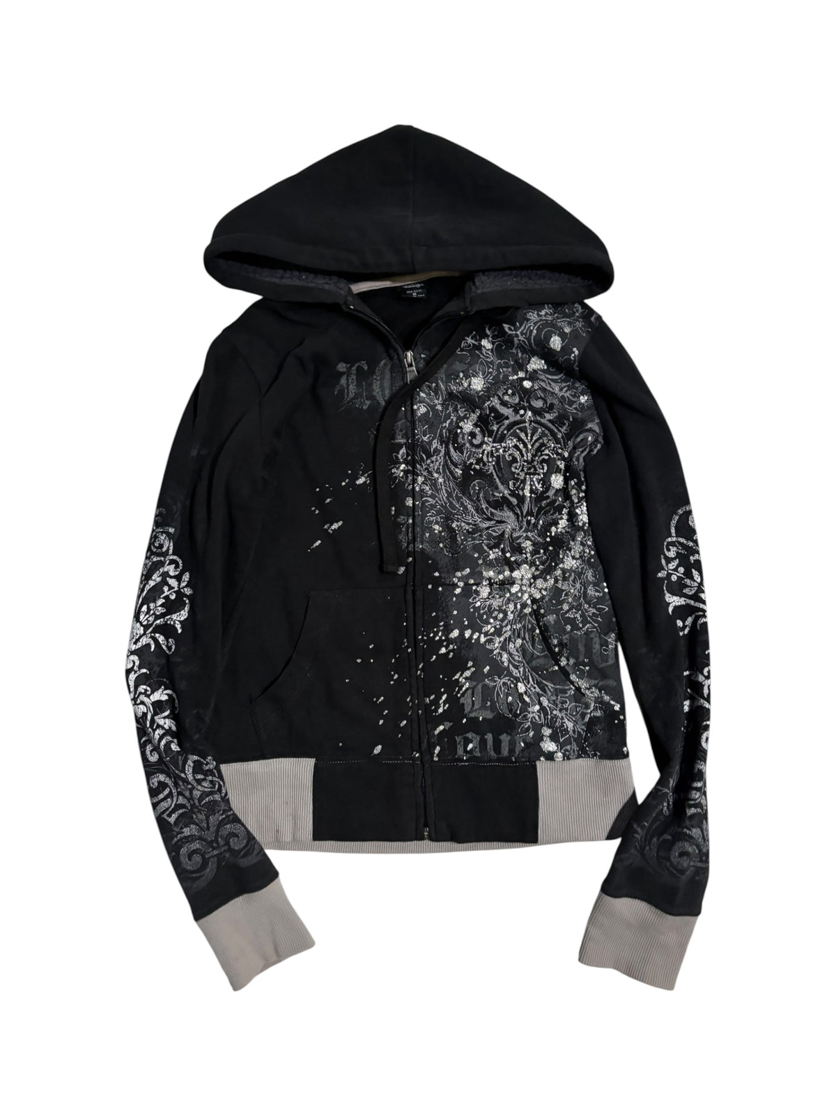 Embellished Graphic Zip Hoodie