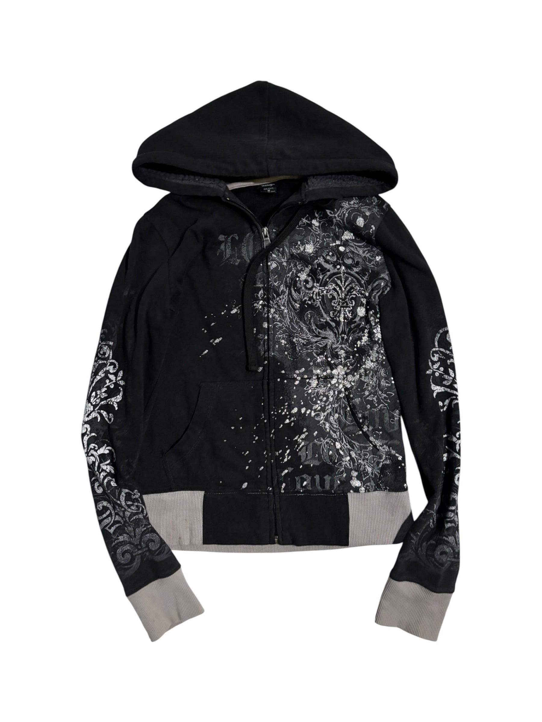 Embellished Graphic Zip Hoodie