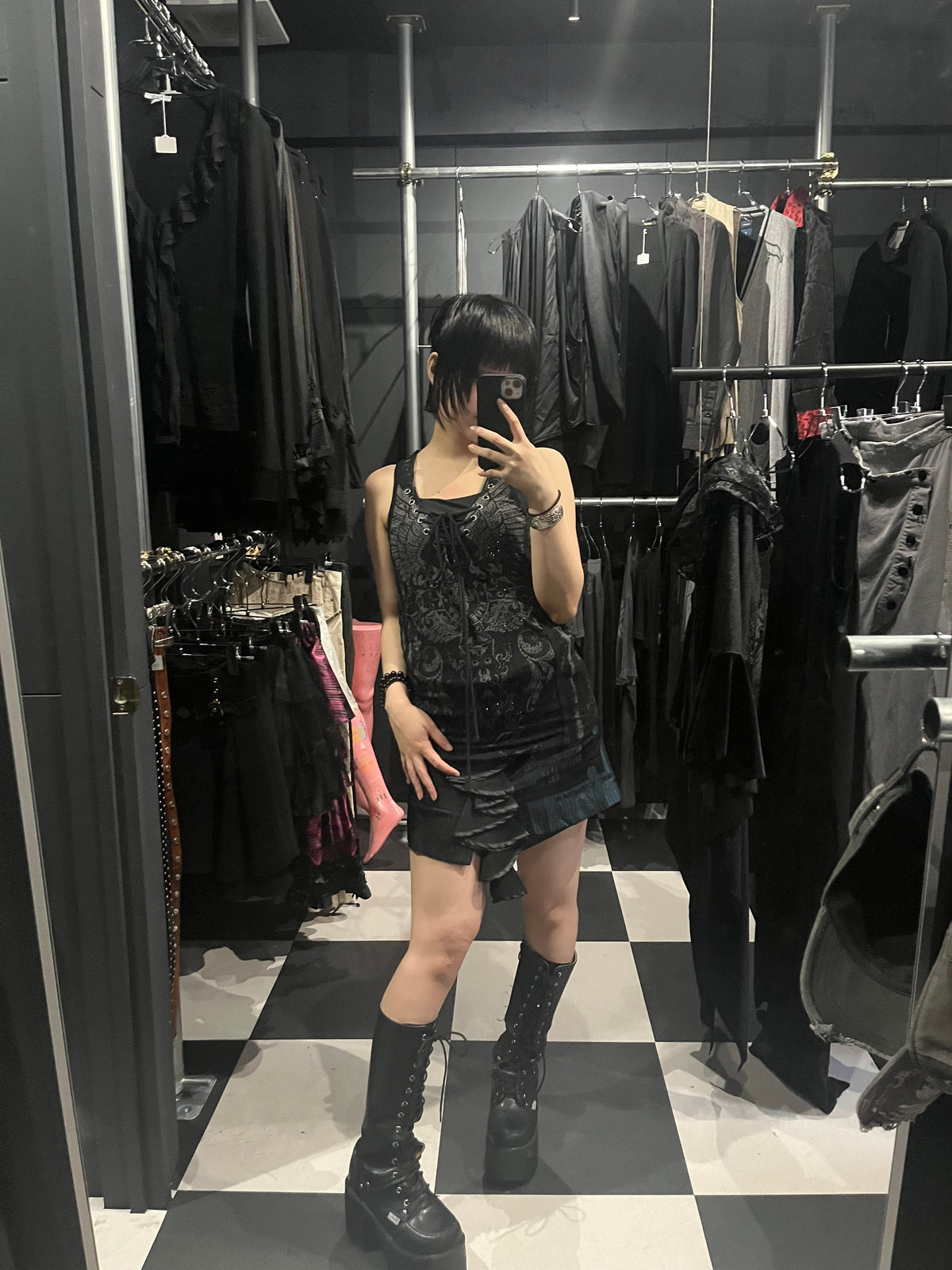 Gothic Angel Wing Lace-Up Tank Top