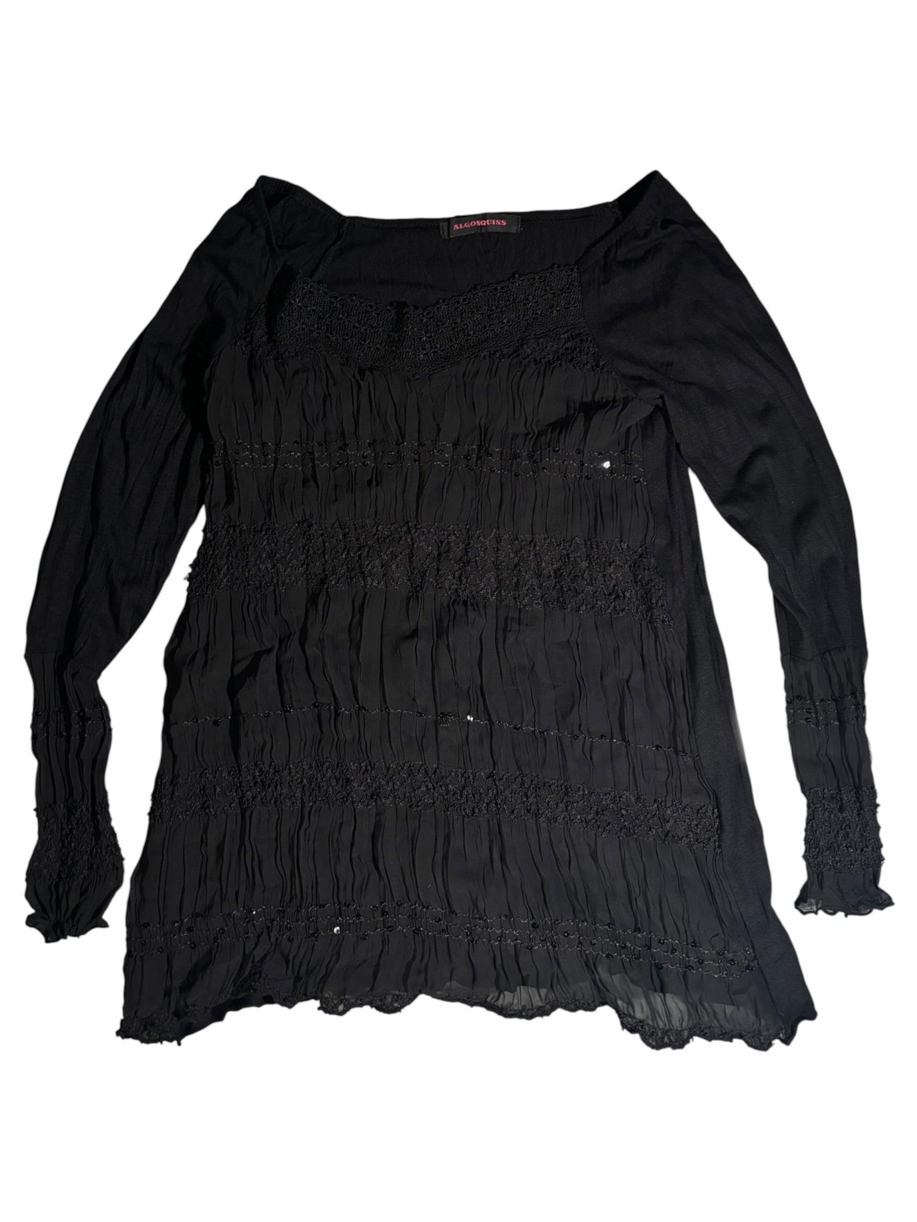 Algonquins Lace-Trim Crinkle Dress