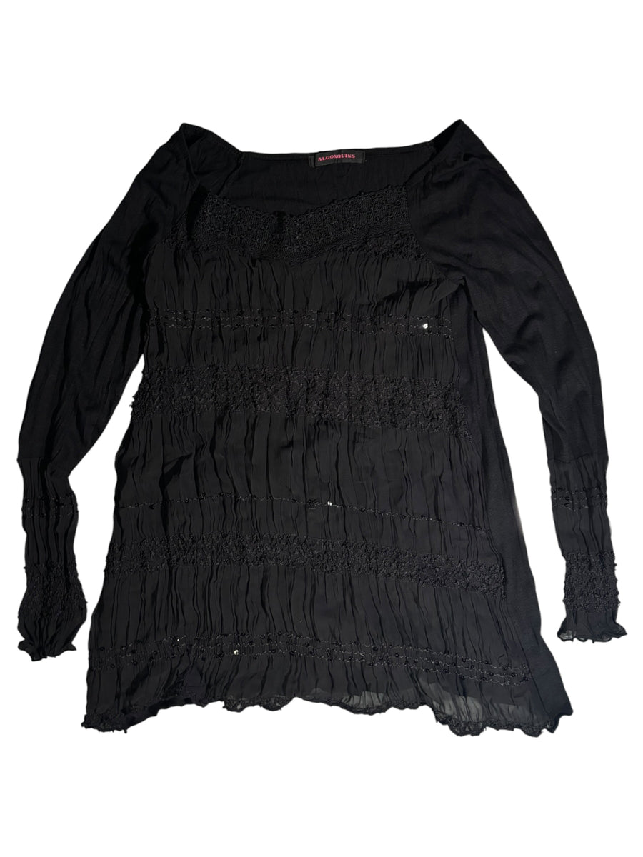 Algonquins Lace-Trim Crinkle Dress