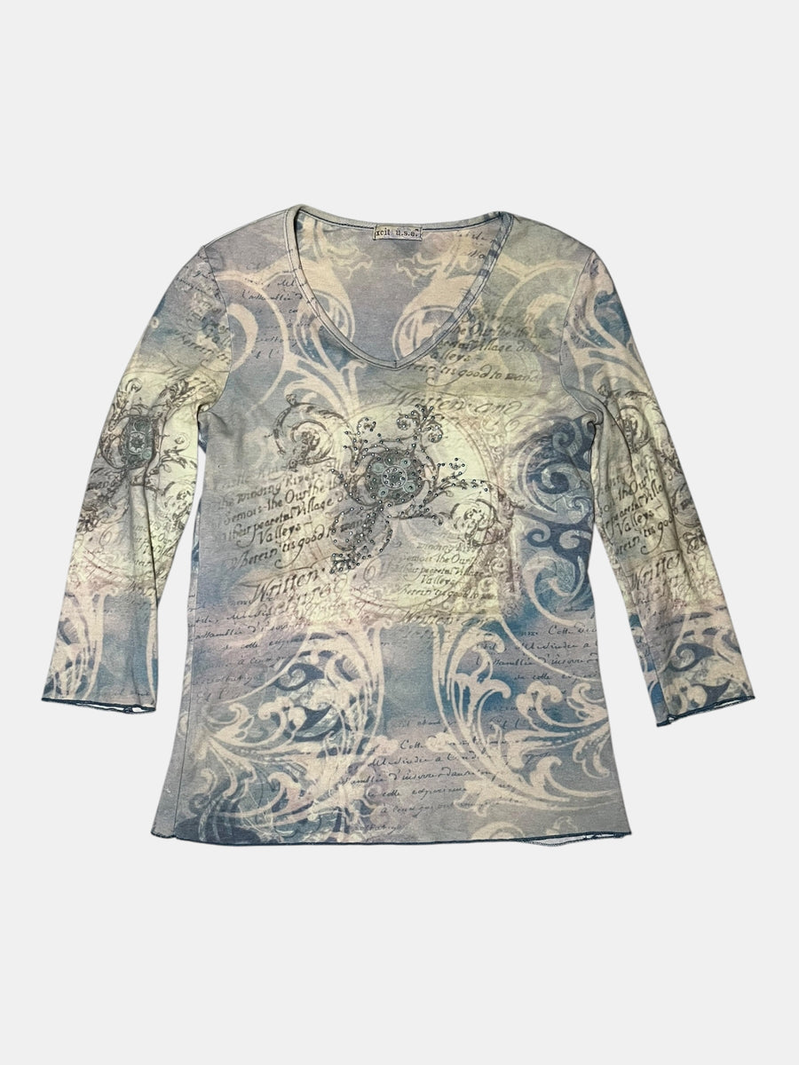 Y2K Rhinestone Graphic Long Sleeve T-Shirt