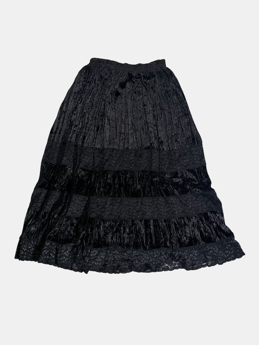 Gothic Tiered Velvet Maxi Skirt