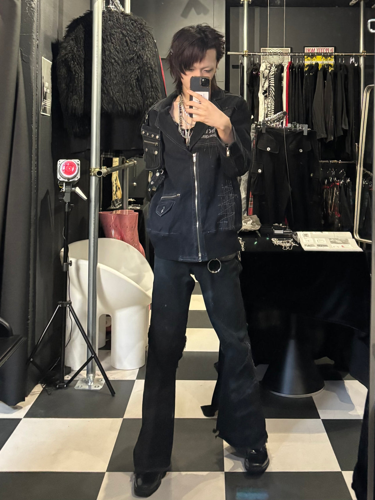 Bondage-Strap Denim Rider Jacket