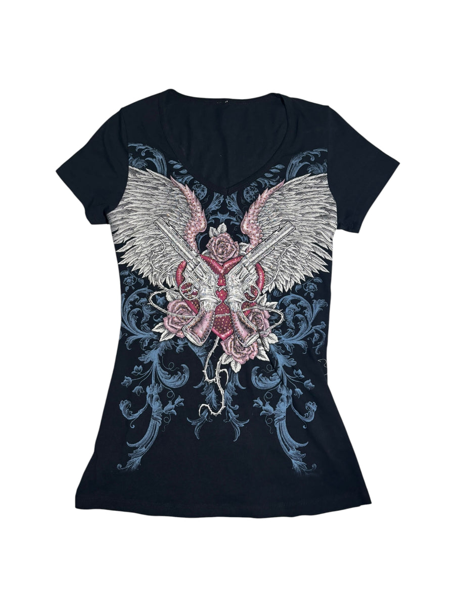 Y2K Winged Revolver T-Shirt