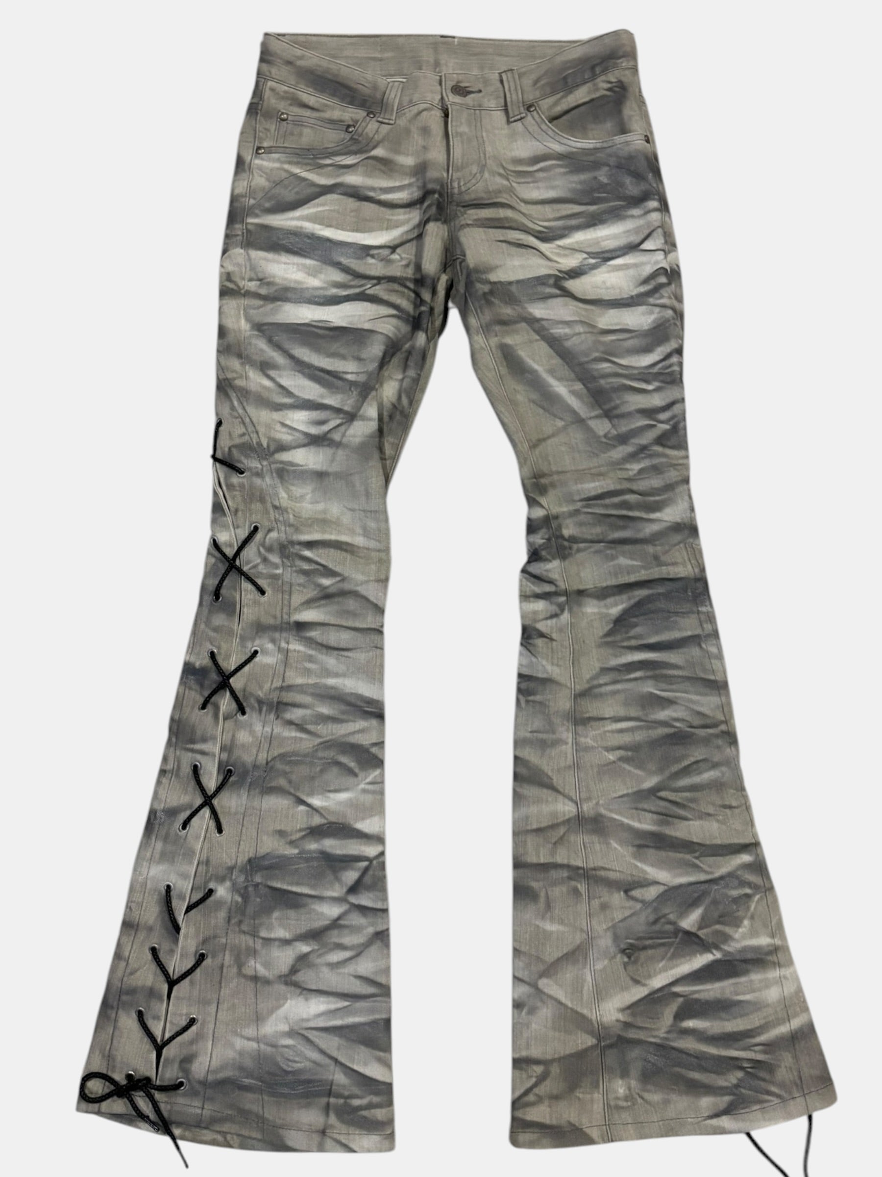 TORNADO MART Side Lace-Up Flared Jeans